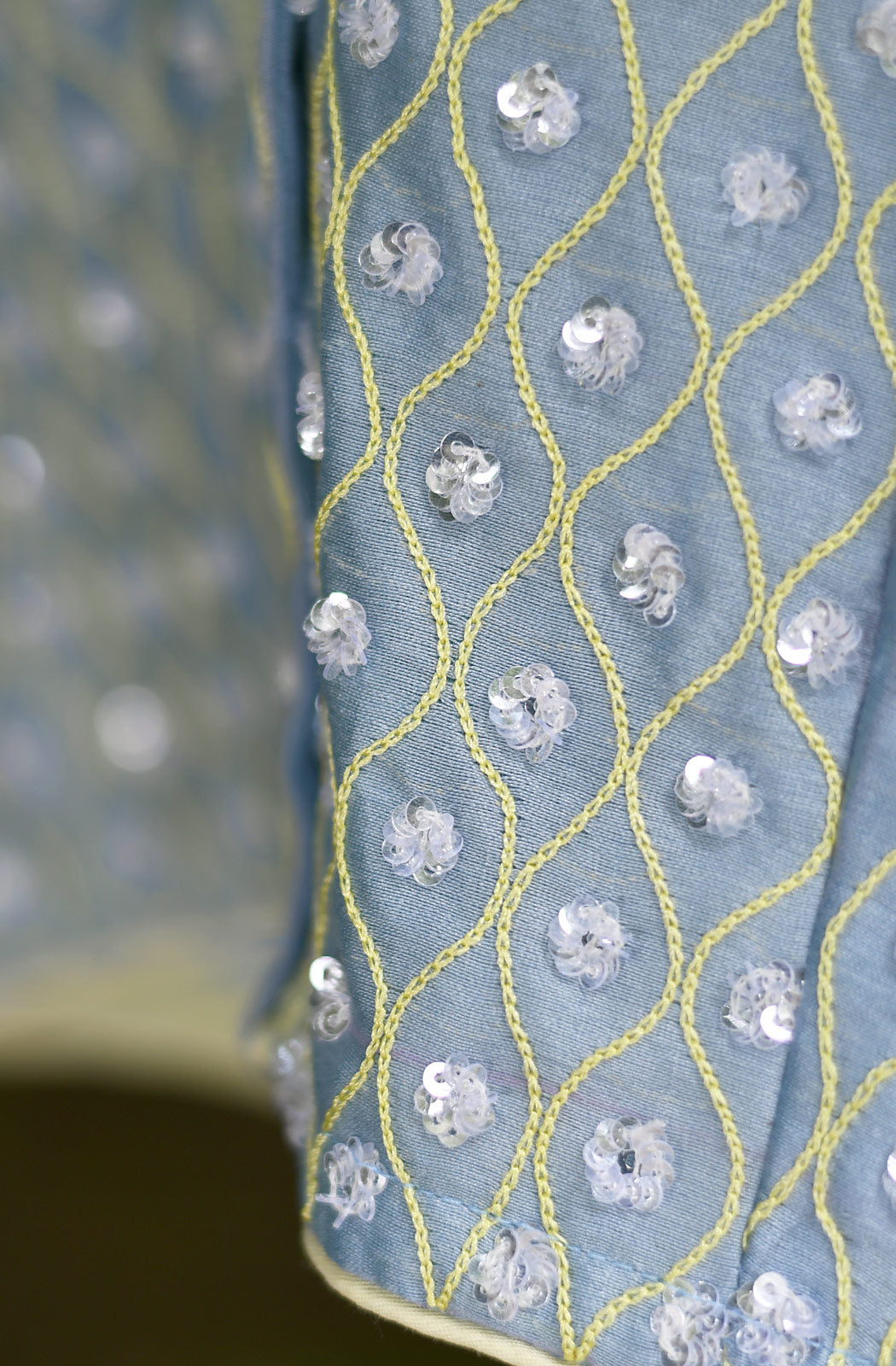 Pearl Blue Hand Embroidered Pure Silk Chanderi Blouse
