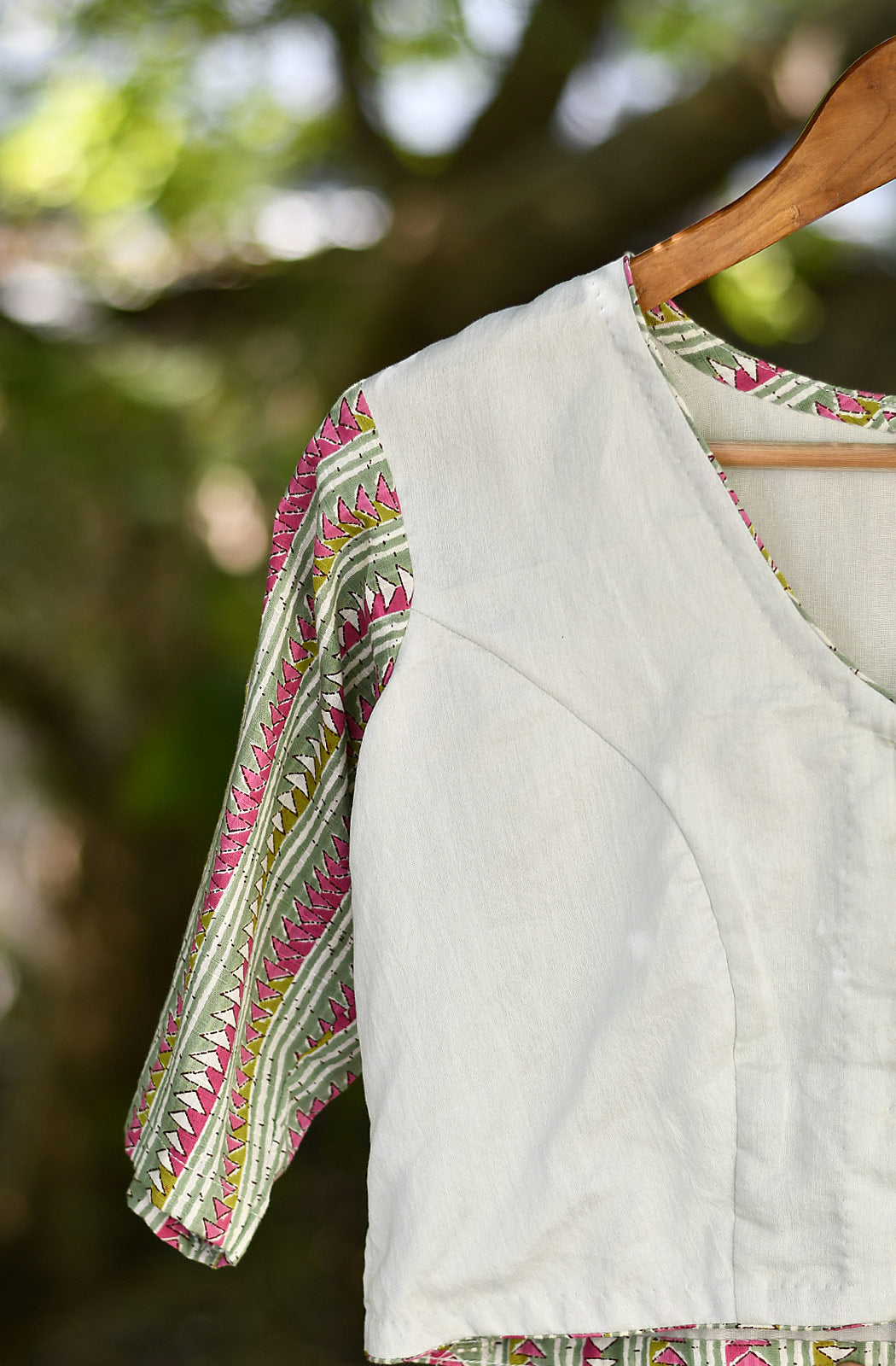Light Mint Hand Embroidered Pure Silk Chanderi Blouse - Naksheband