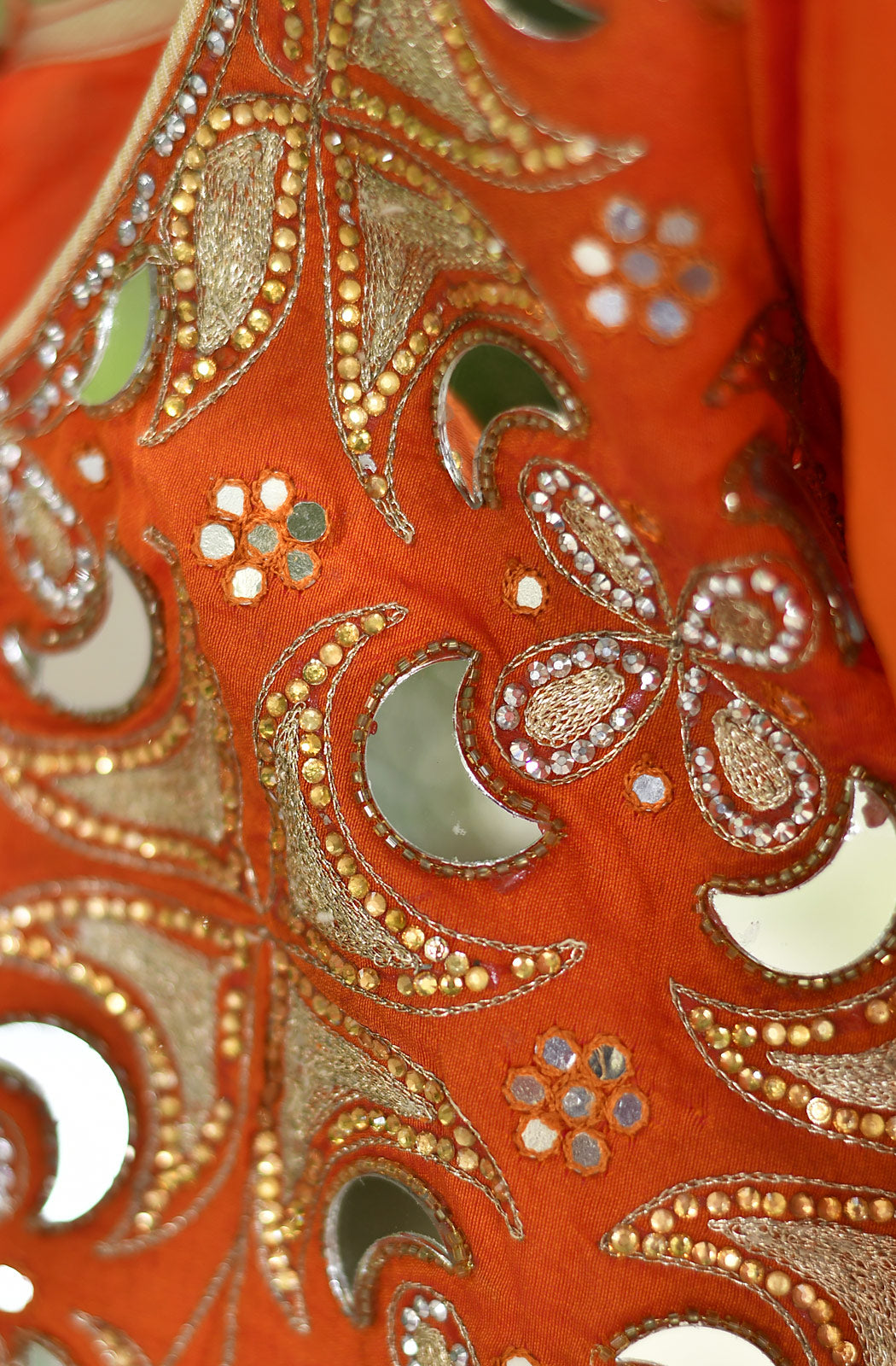 Fanta Orange Chanderi Hand Embroidered Blouse - Naksheband