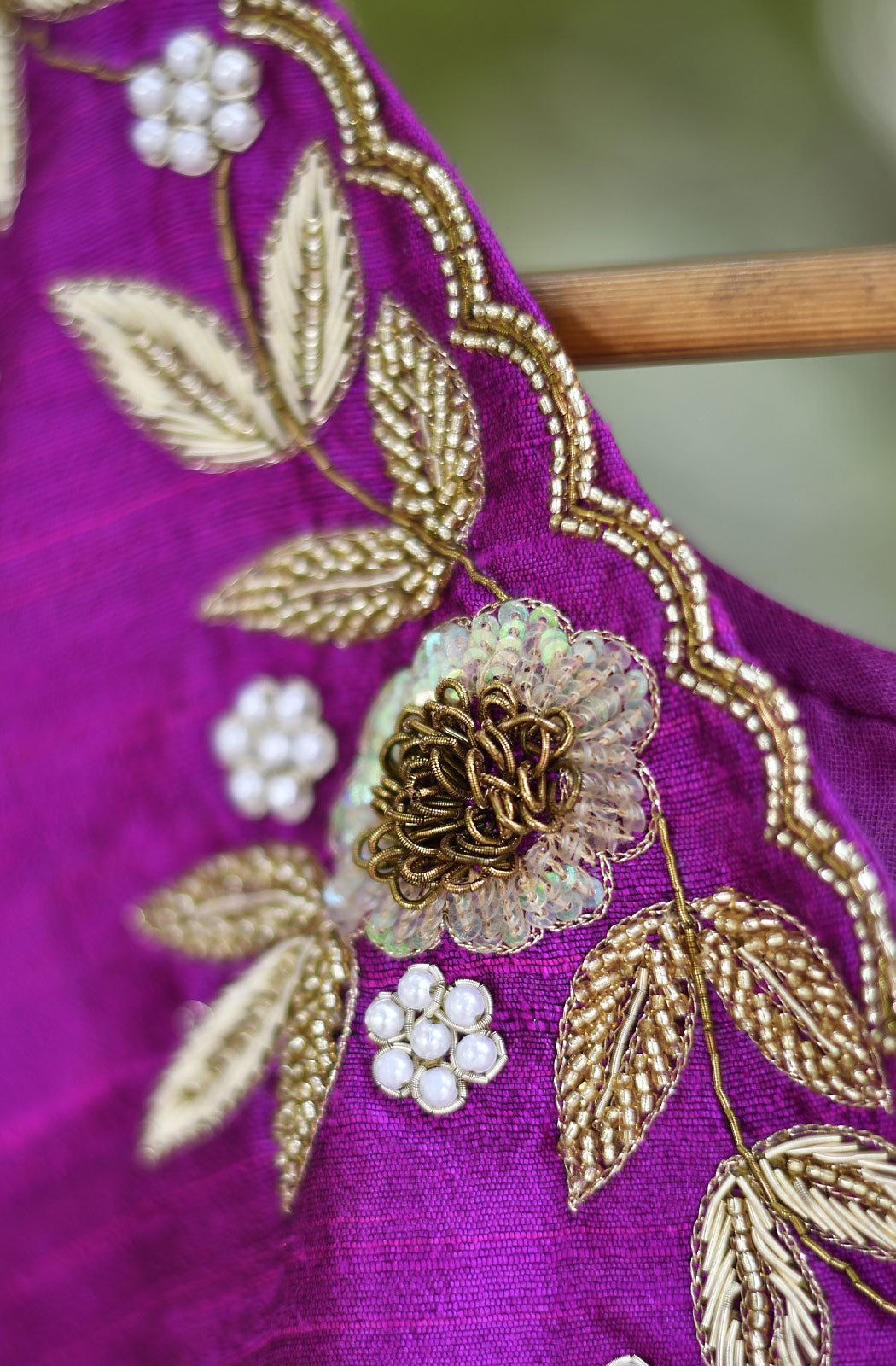 Rani Magenta Pure Raw Silk Hand Embroidered Blouse