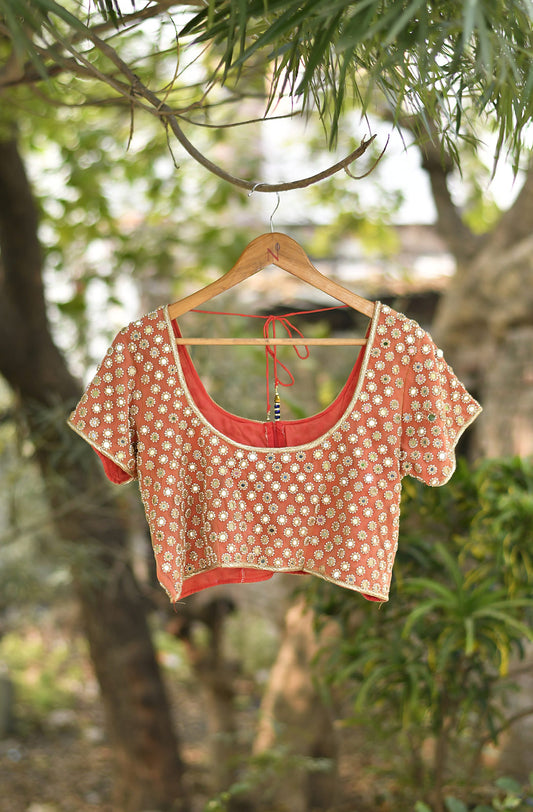 Peach Orange Georgette Blouse - Naksheband