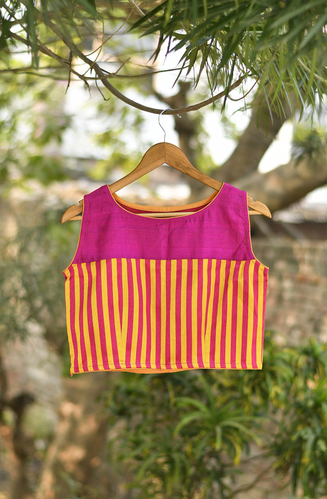 Rani and Mustard Dupian Silk Blouse - Naksheband