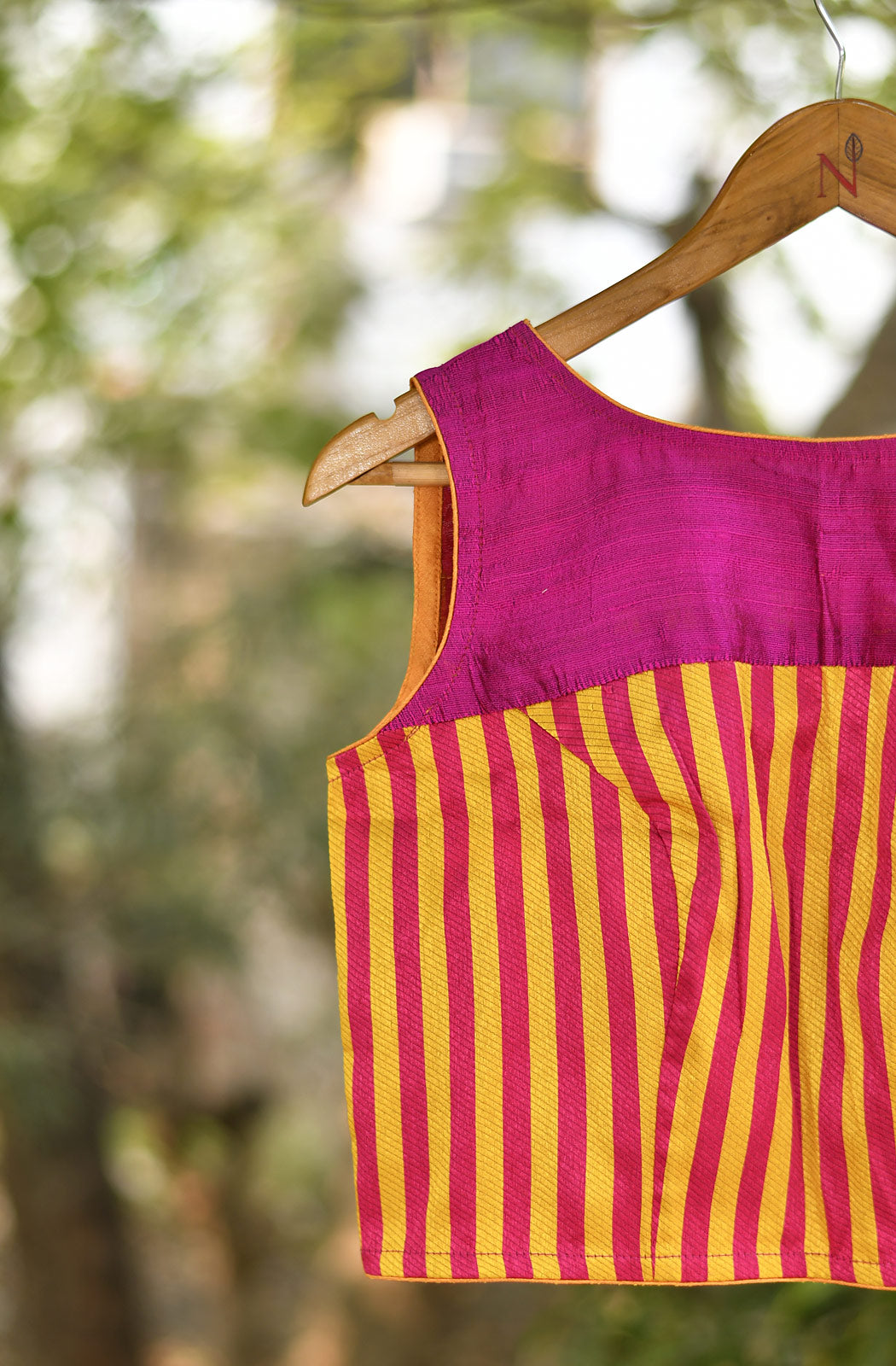 Rani and Mustard Dupian Silk Blouse - Naksheband