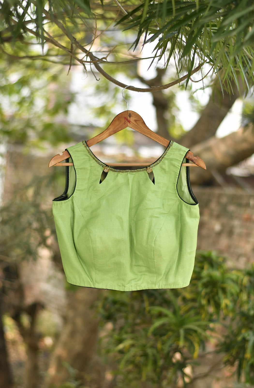 Green Shimmer Hand Embroidered Blouse - Naksheband