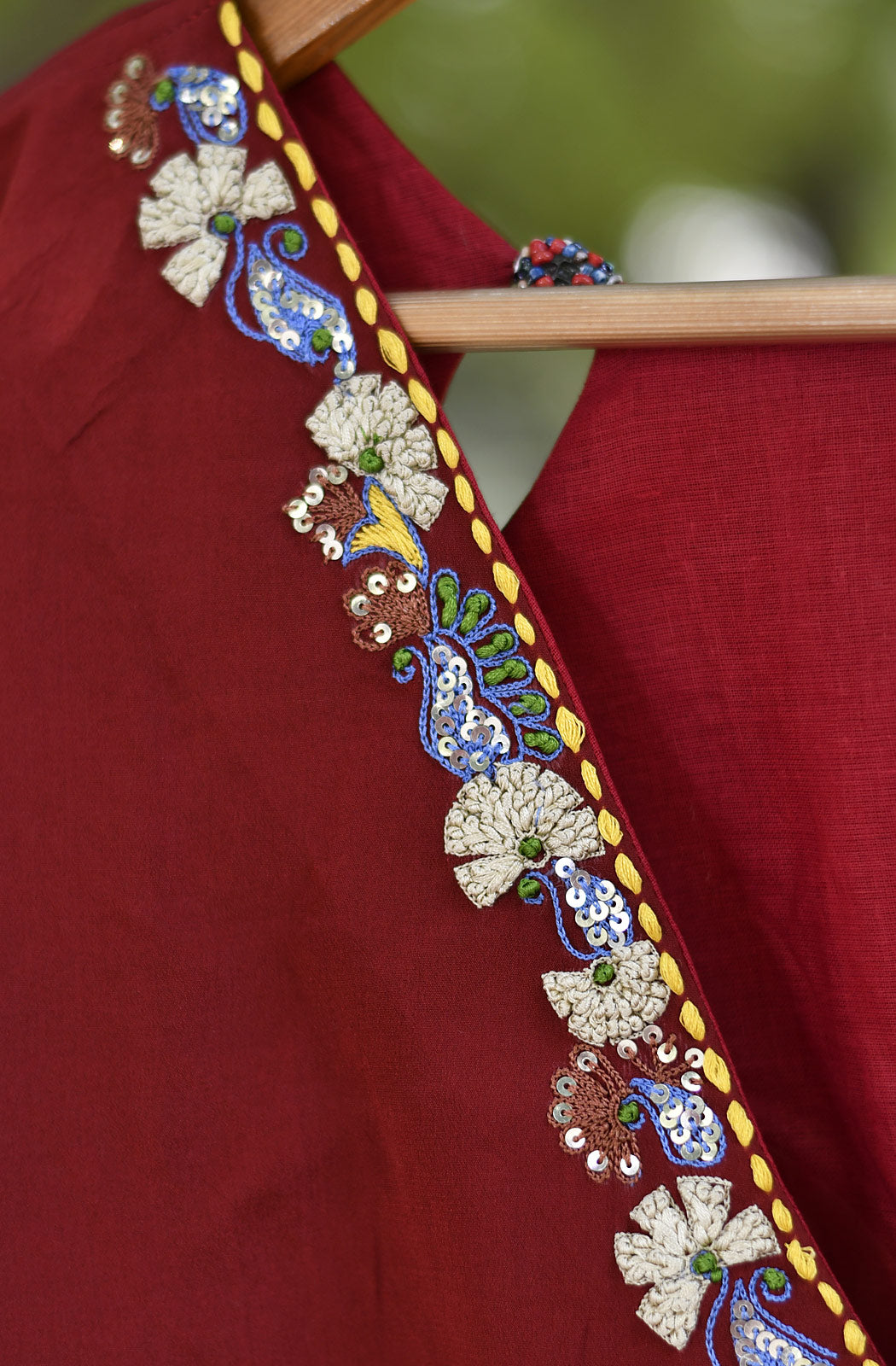 Corrode Rust Pure Crepe Hand Embroidered Blouse - Naksheband