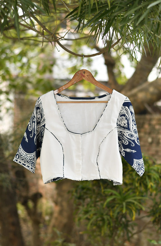 White Cotton Silk Blouse - Naksheband