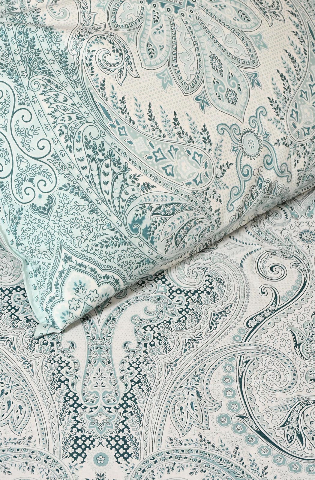 Sea Green Floral Block Printed Double Bedsheet - Naksheband