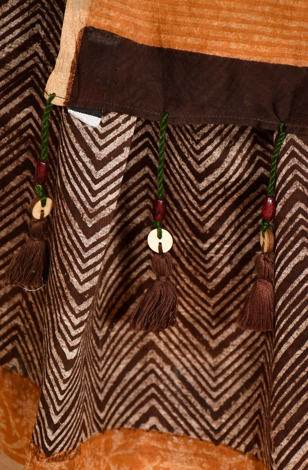 Brown Pure Silk Chanderi Hand Block Printed Saree