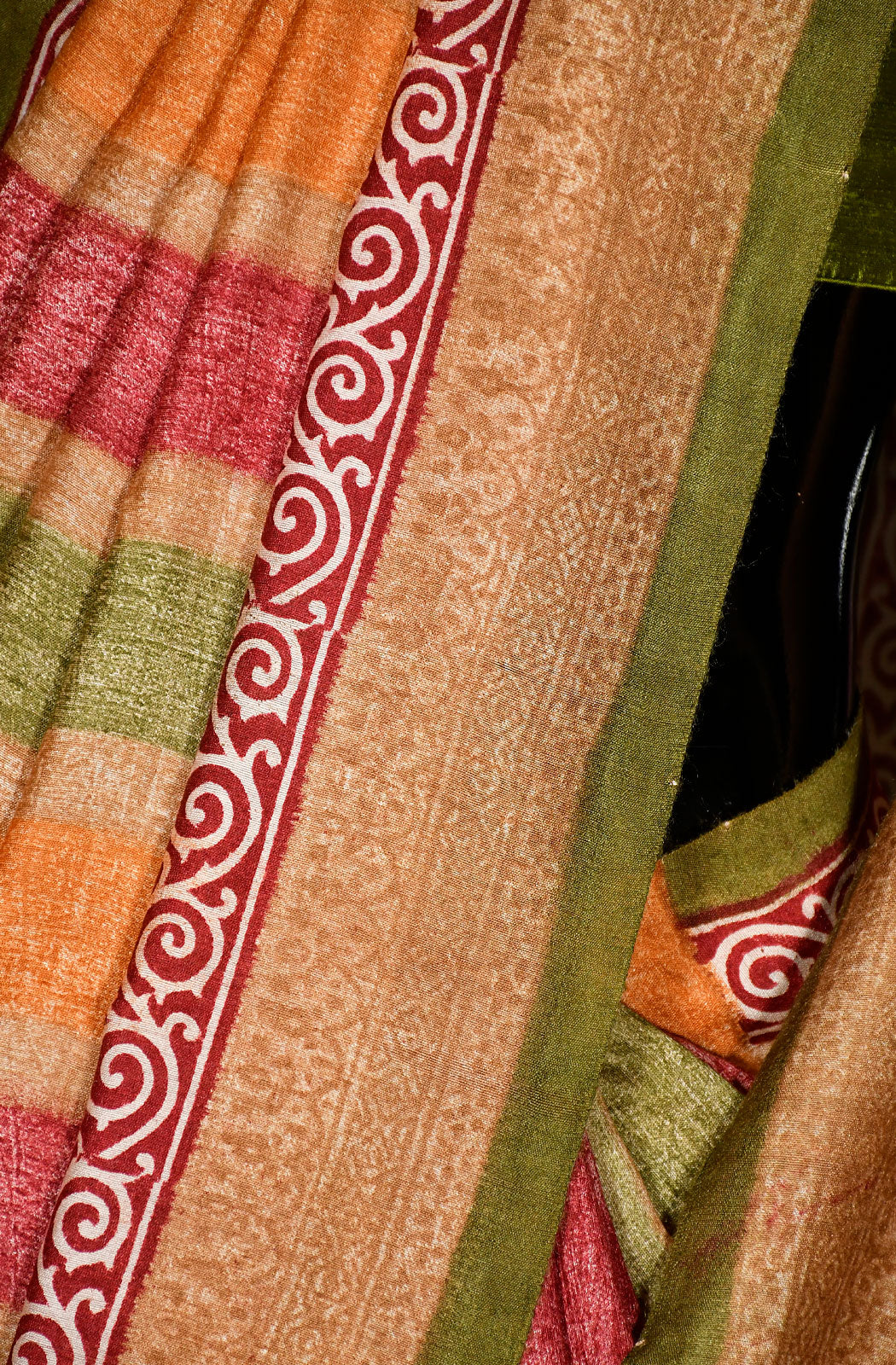 Multicolor Pure Munga Hand Block Printed Saree
