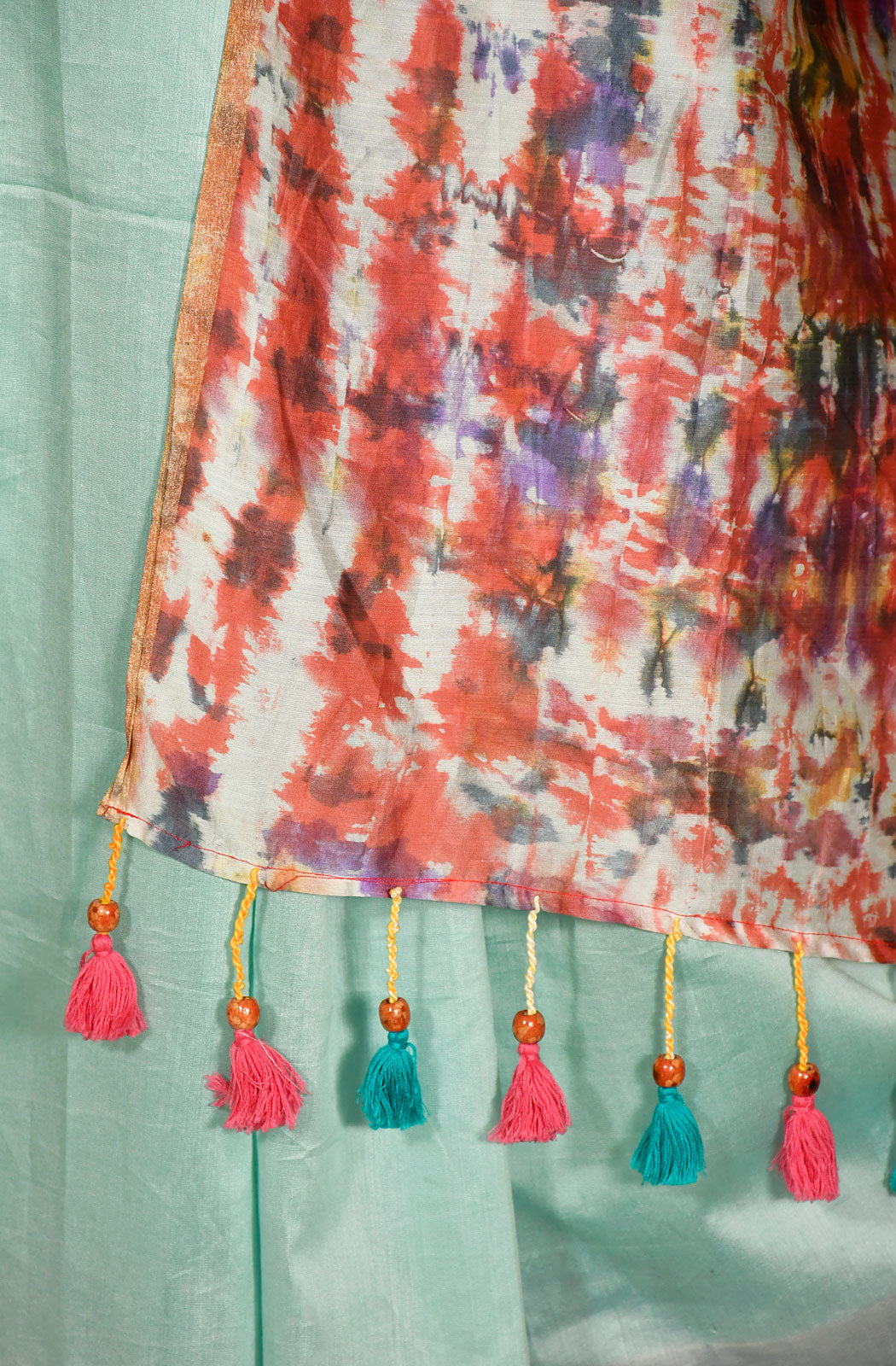 Sea Blue and Grey Pure Silk Chanderi Shibori Printed Saree