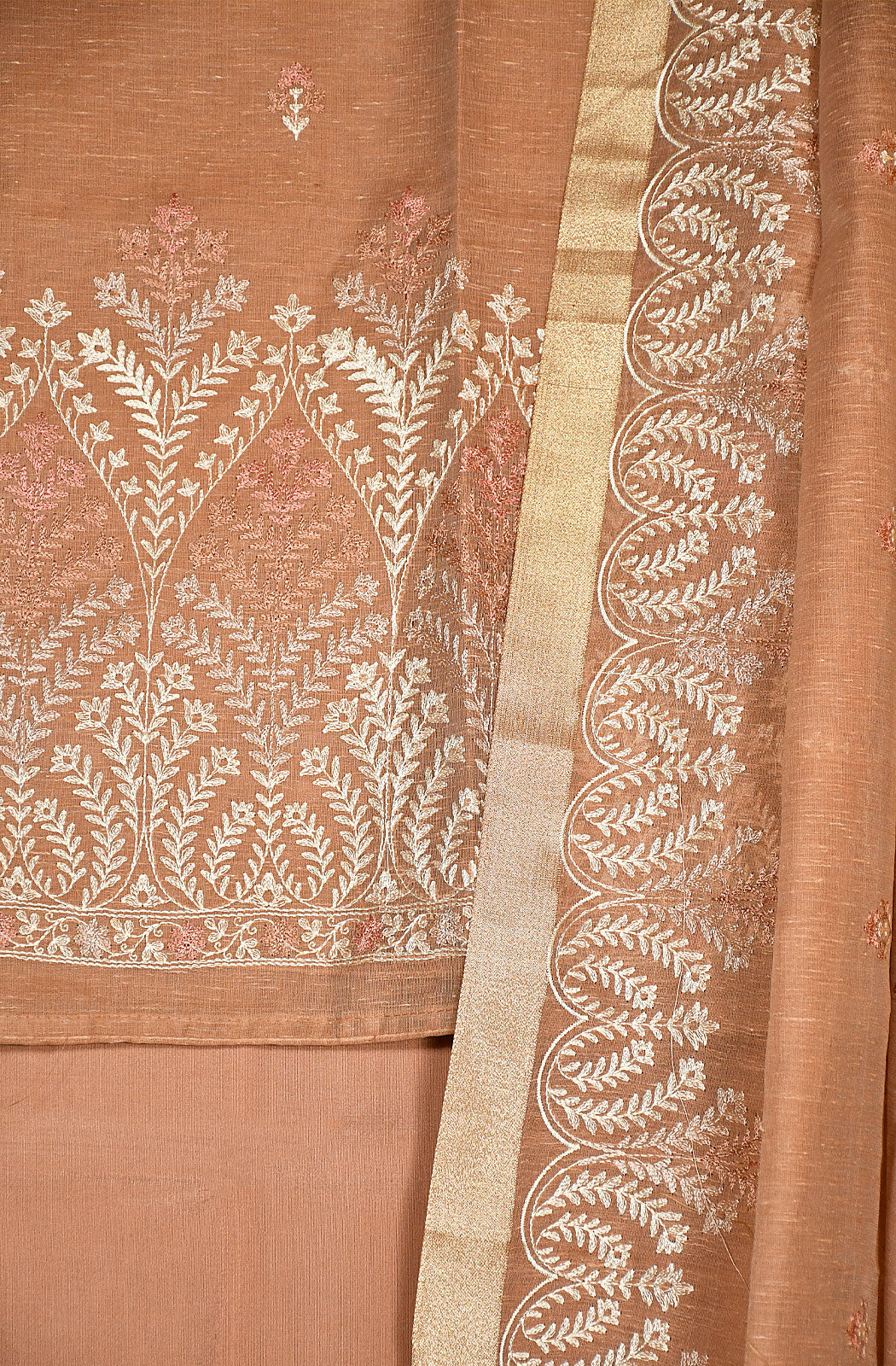 Muddy Brown Linen Unstitched Suit Set - Naksheband