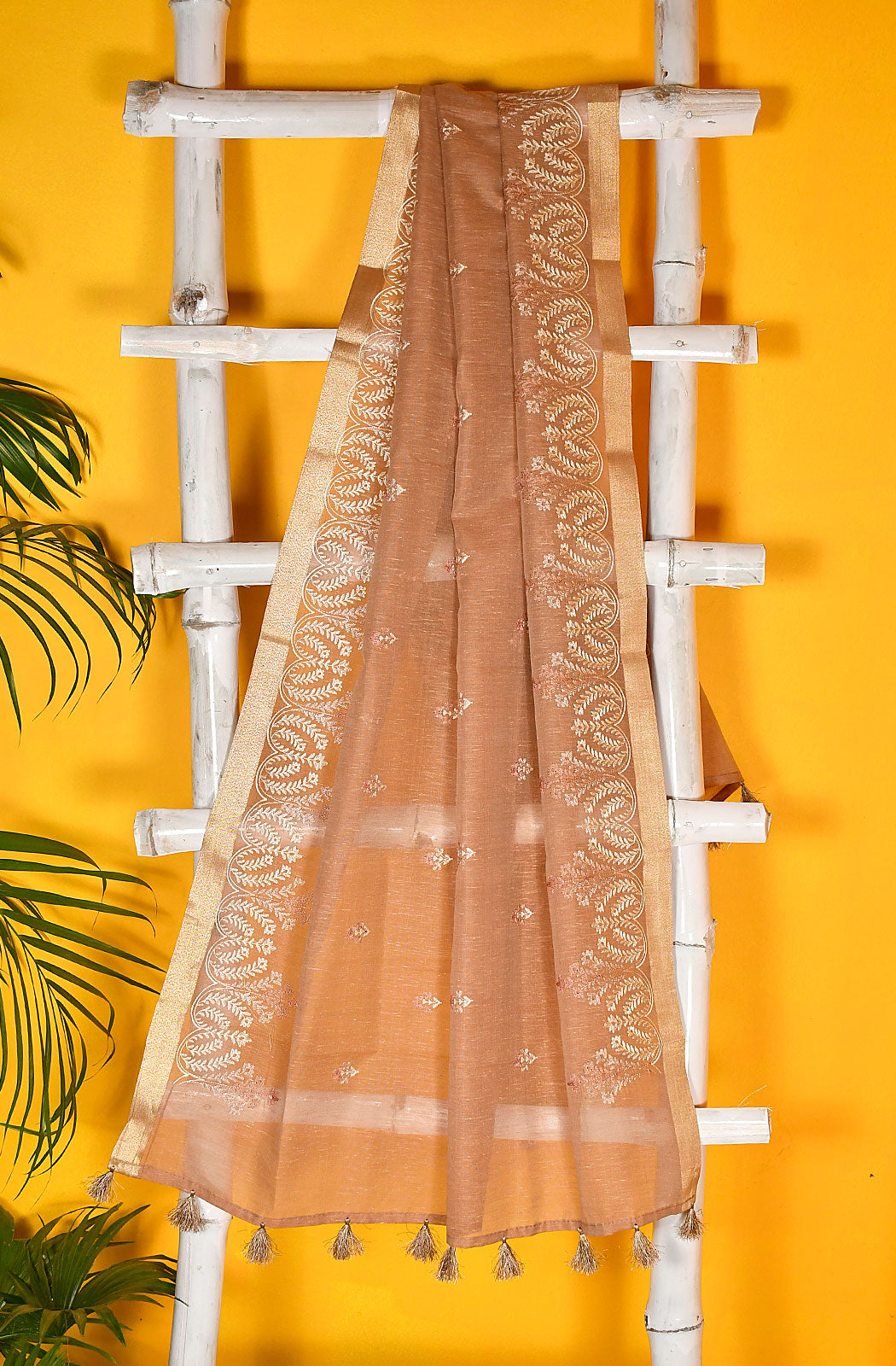 Muddy Brown Linen Unstitched Suit Set - Naksheband