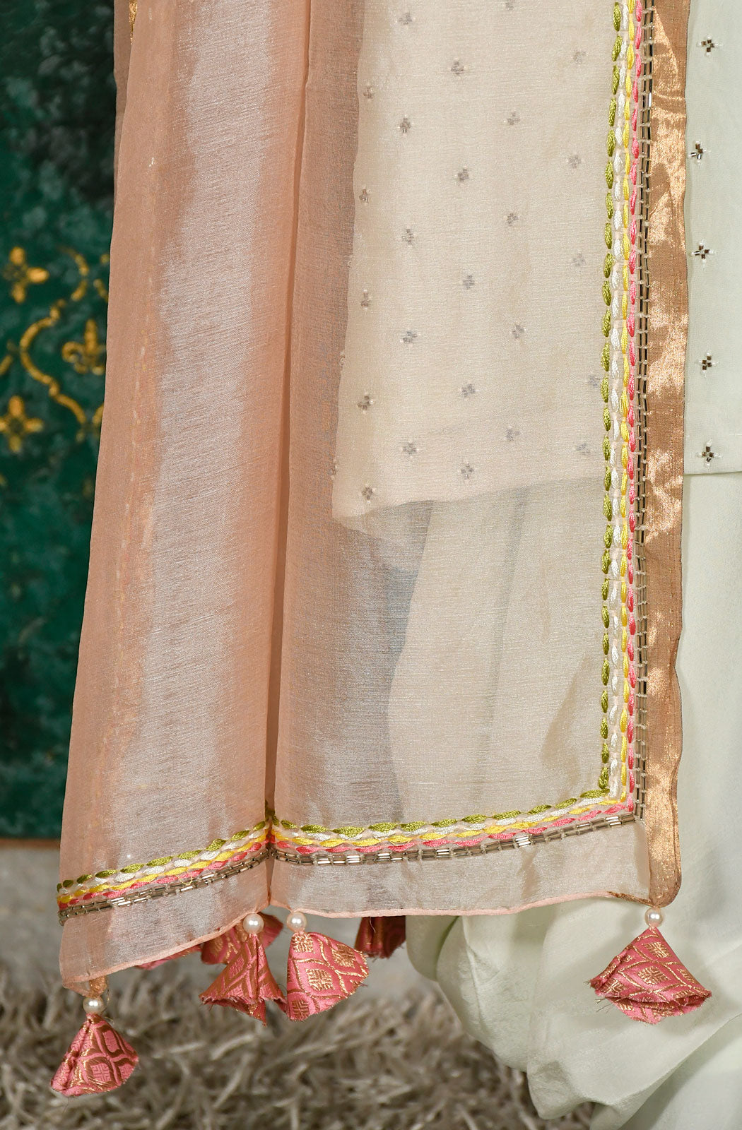 Ice Blue Pure Crepe Hand Embroidered Suit Set - Naksheband
