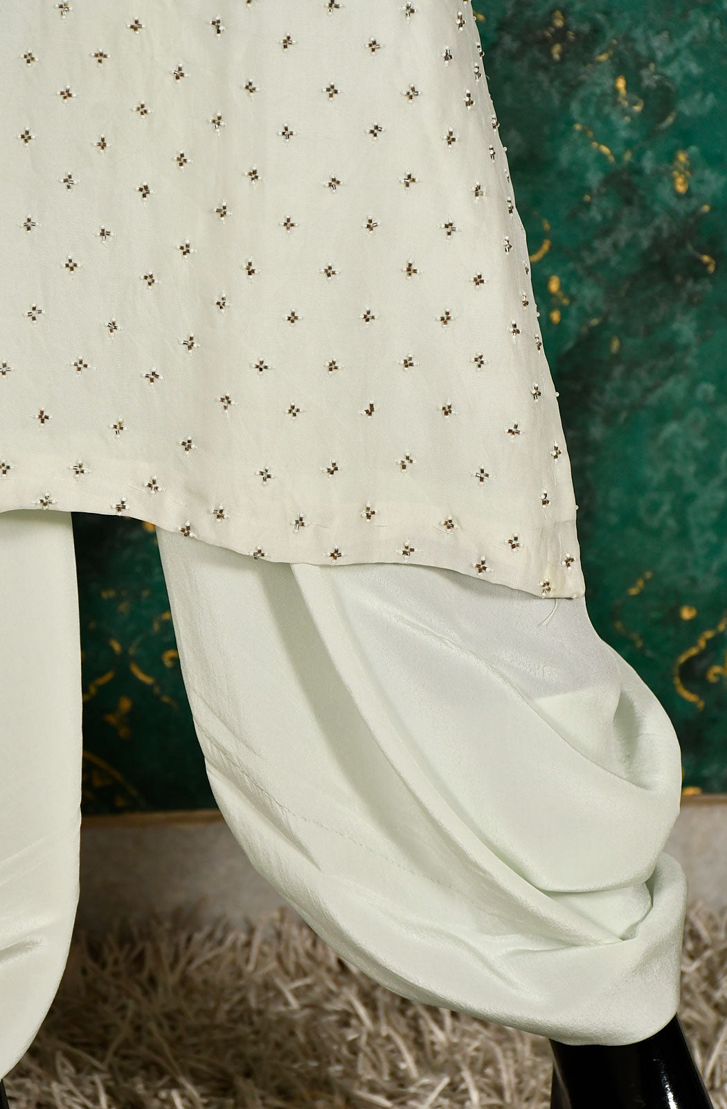 Ice Blue Pure Crepe Hand Embroidered Suit Set - Naksheband