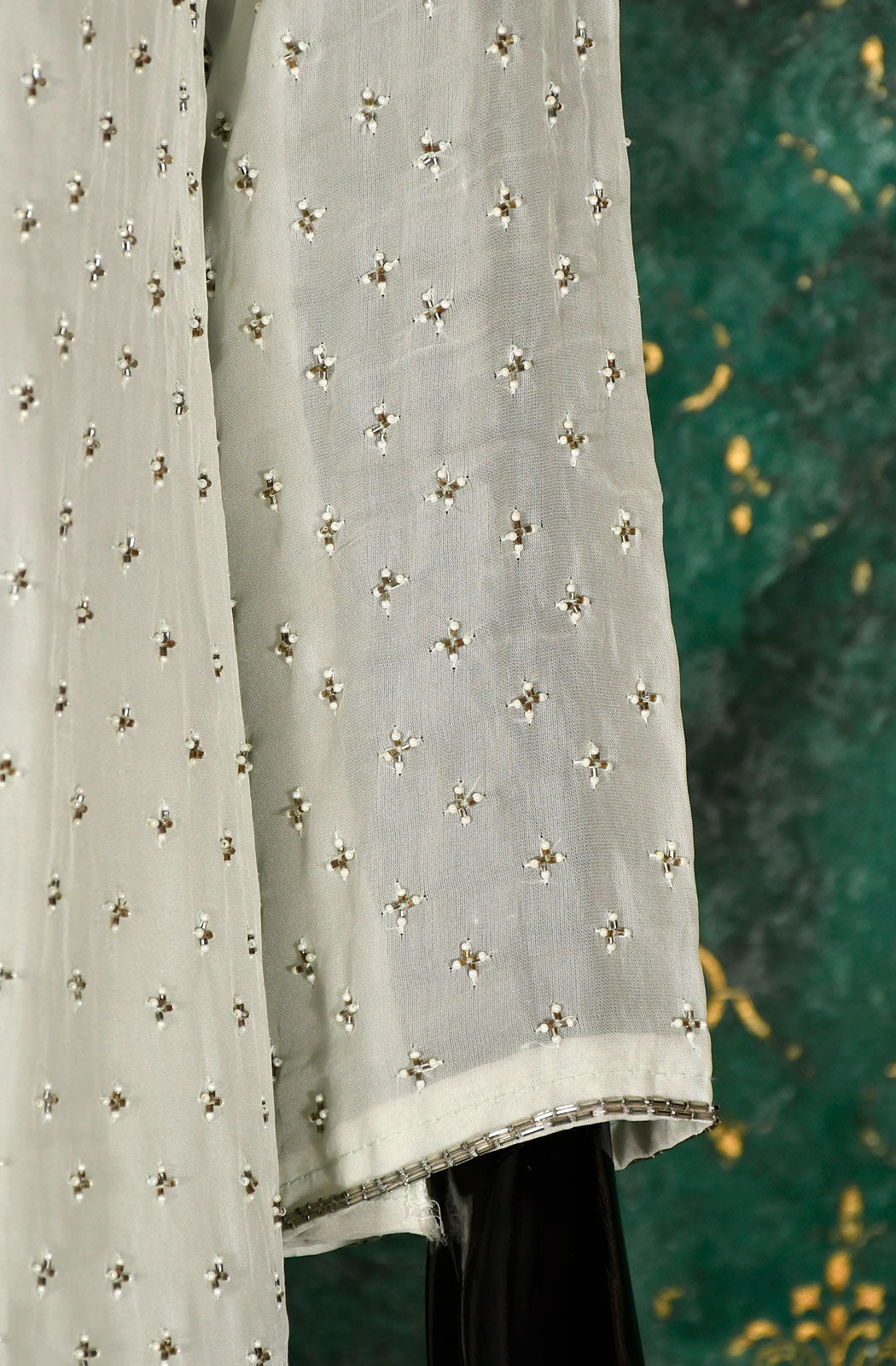 Ice Blue Pure Crepe Hand Embroidered Suit Set