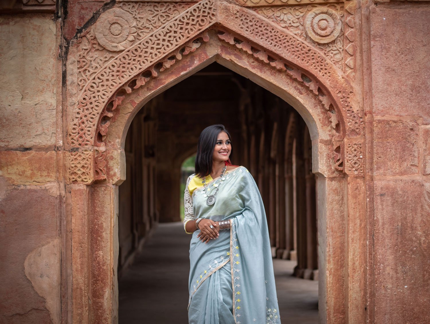Grey Color  Designer Pure Silk Chanderi Saree - Sunny Side - Naksheband