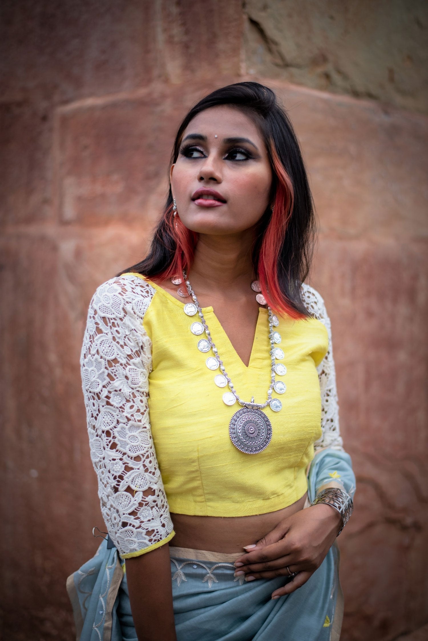 Grey Color  Designer Pure Silk Chanderi Saree - Sunny Side - Naksheband