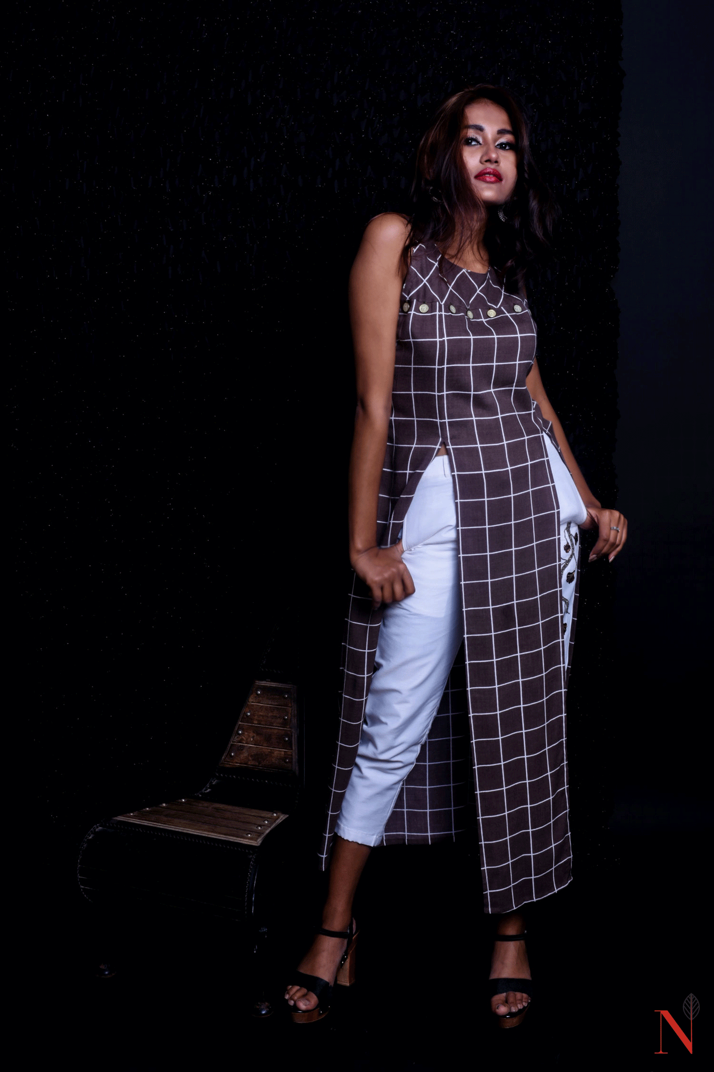 Brownish Grey And White Color Indowestern Designer Suit Set - Milkweed - Naksheband