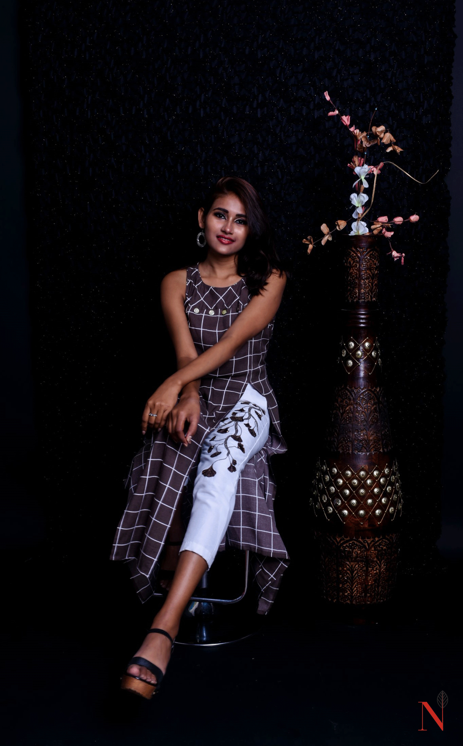 Brownish Grey And White Color Indowestern Designer Suit Set - Milkweed - Naksheband