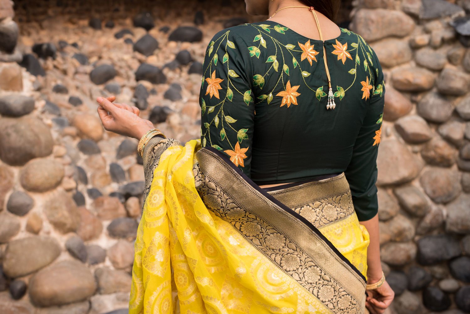 Emerald Green Color Pure Silk Embroidered Designer Blouse- Sacramento - Naksheband