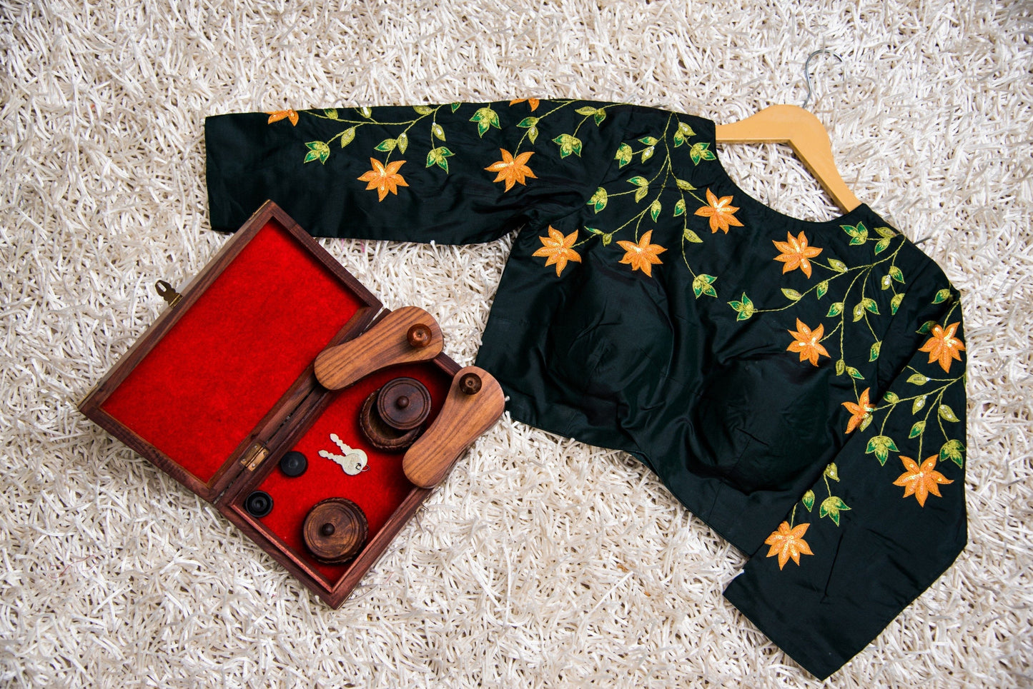 Emerald Green Color Pure Silk Embroidered Designer Blouse- Sacramento - Naksheband