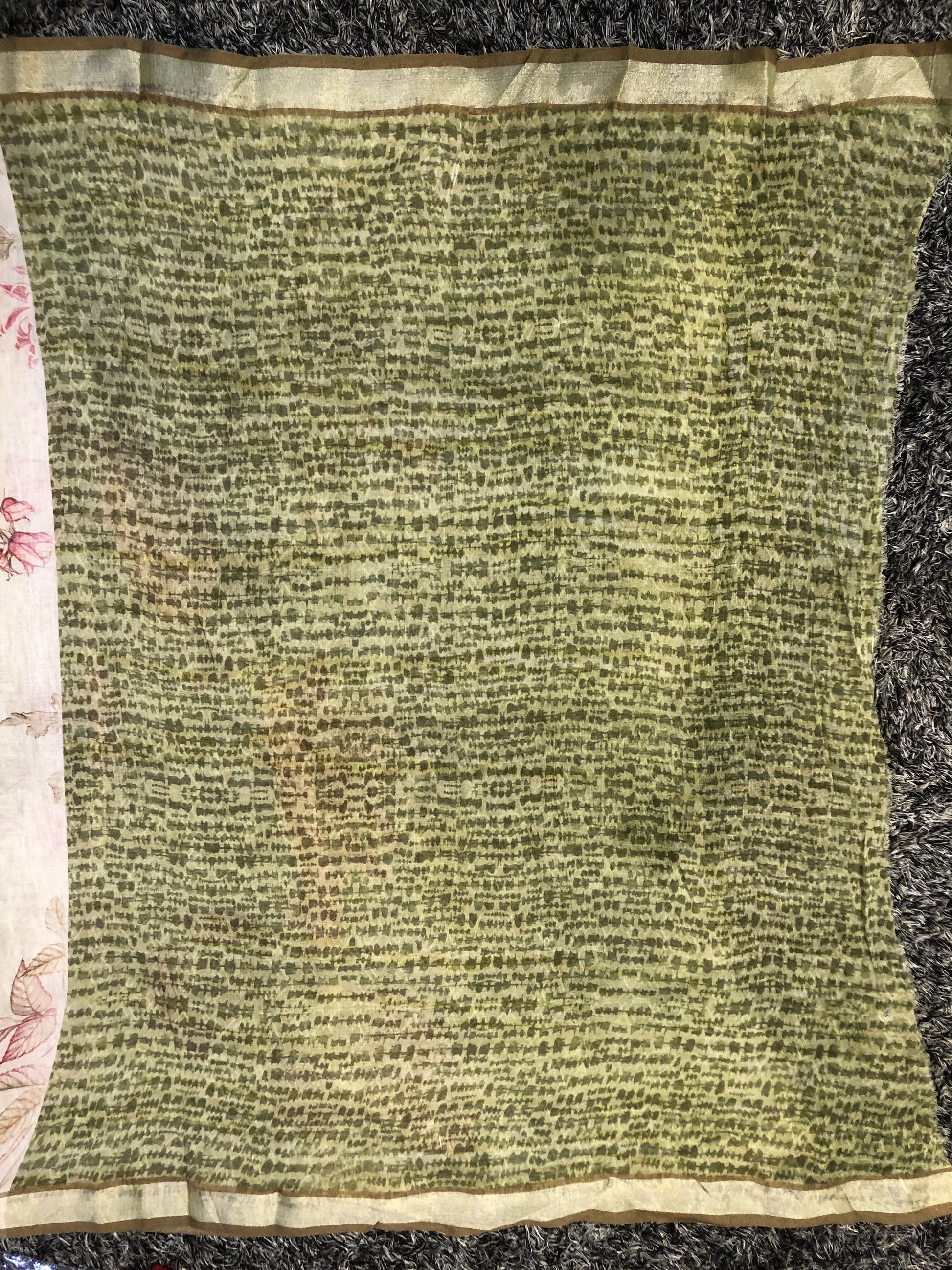 Beige Color Designer Floral Print Pure Cotton Saree - Flora Fun - Naksheband