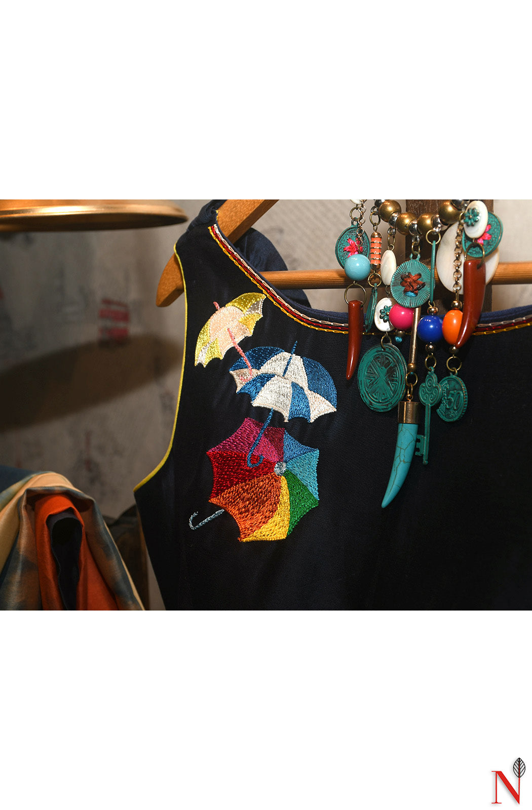 Navy Blue Pure Silk Chanderi Hand Embroidered Designer Blouse - Naksheband