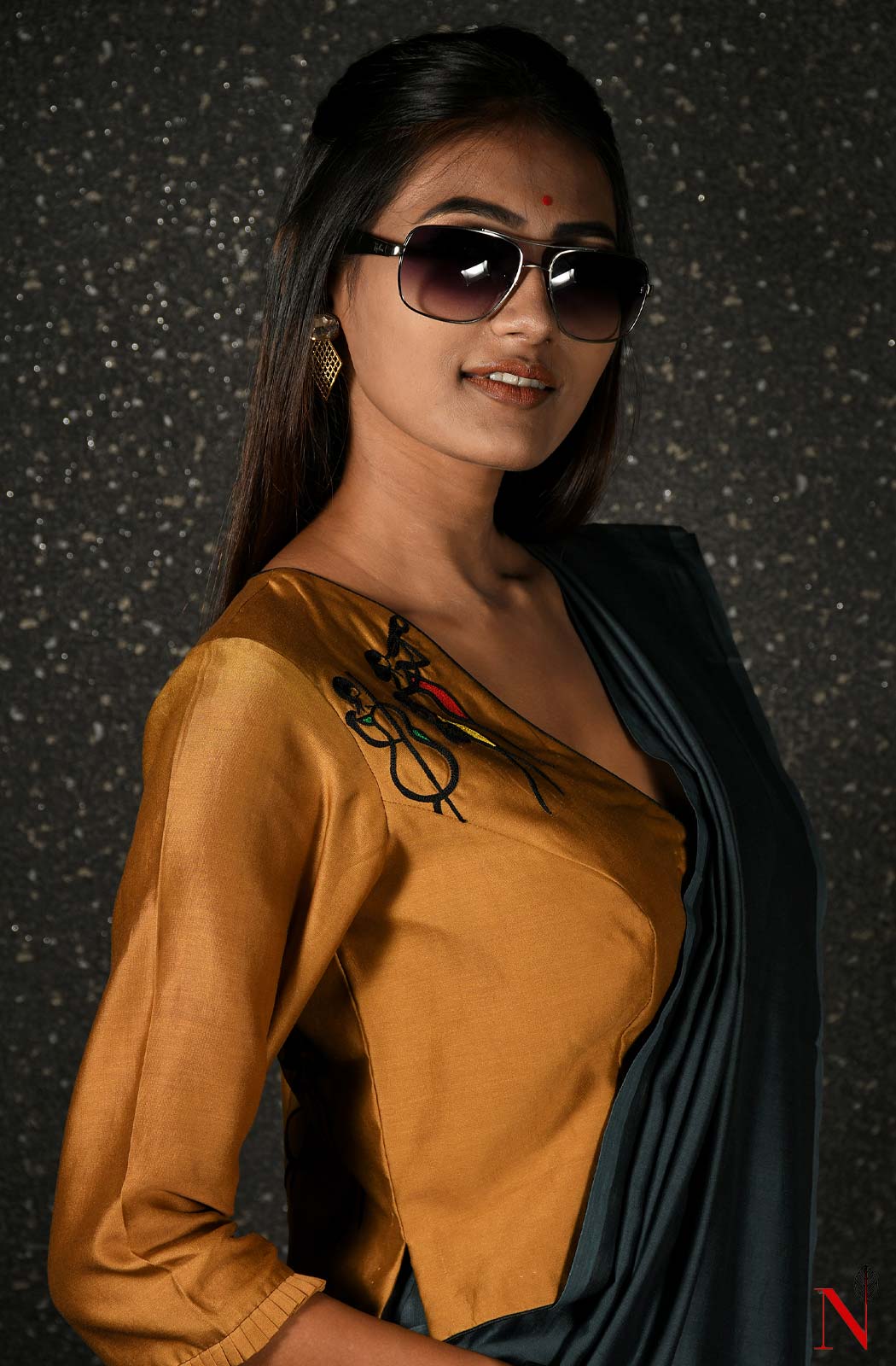 Brown Pure Silk Chanderi Hand Embroidered Designer Blouse - Naksheband
