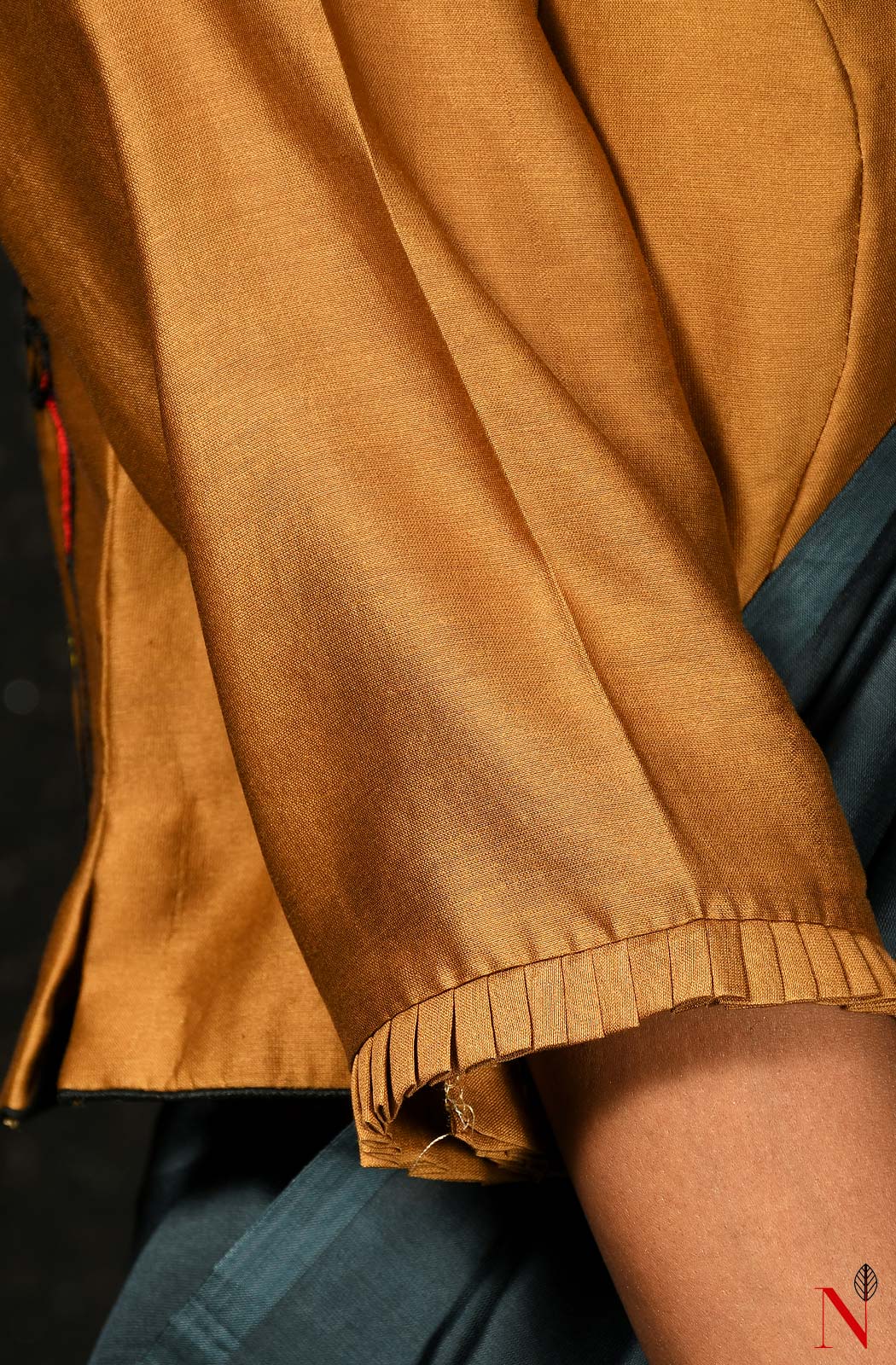 Brown Pure Silk Chanderi Hand Embroidered Designer Blouse - Naksheband