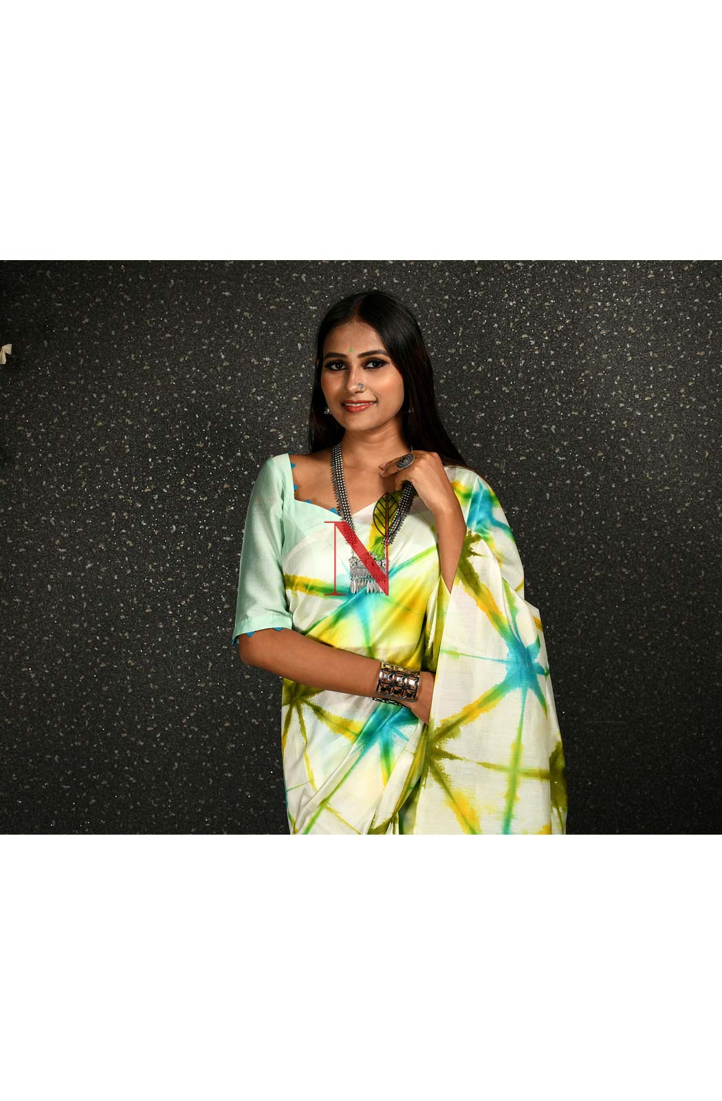 Light Sea Green Pure Silk Chanderi Hand Embroidered Designer Blouse - Naksheband