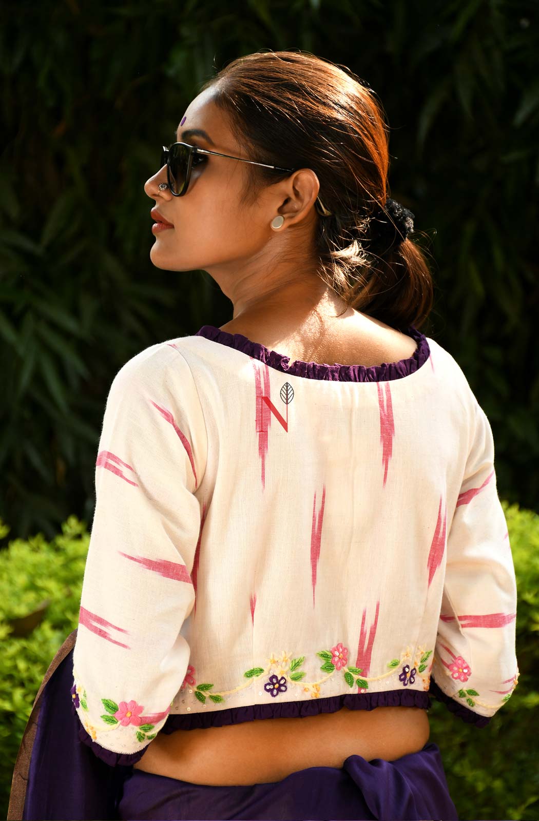 Cream Pure Cotton Hand Embroidered Designer Blouse - Naksheband