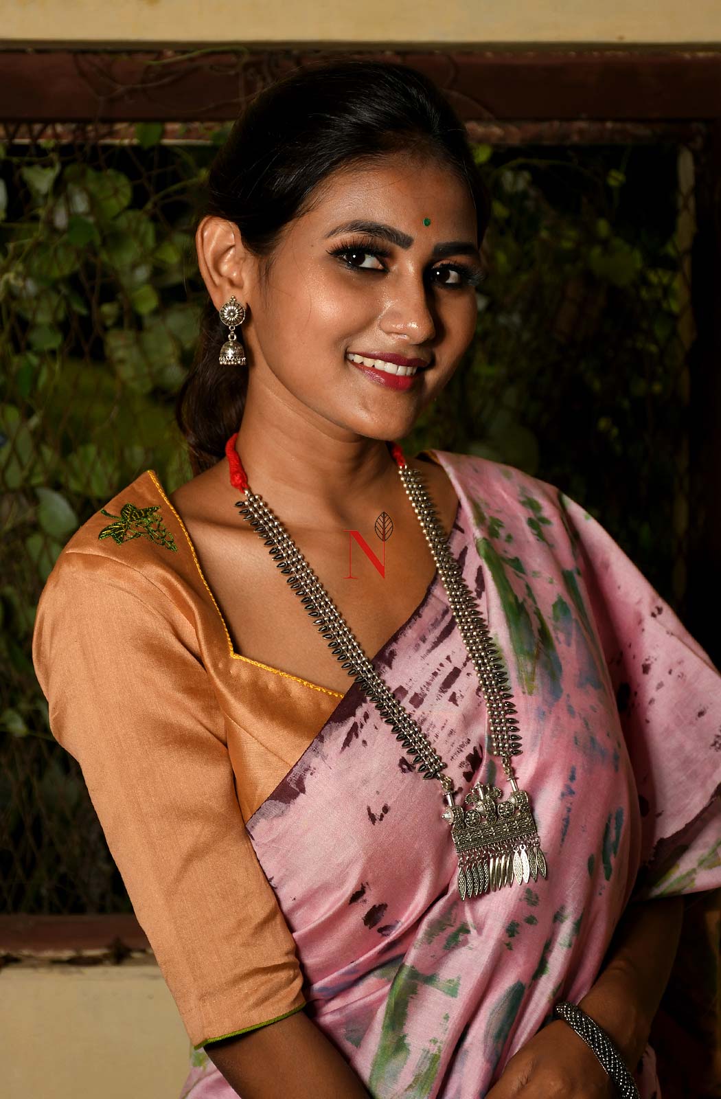 Light Brown Pure Silk Chanderi Hand Embroidered Designer Blouse - Naksheband