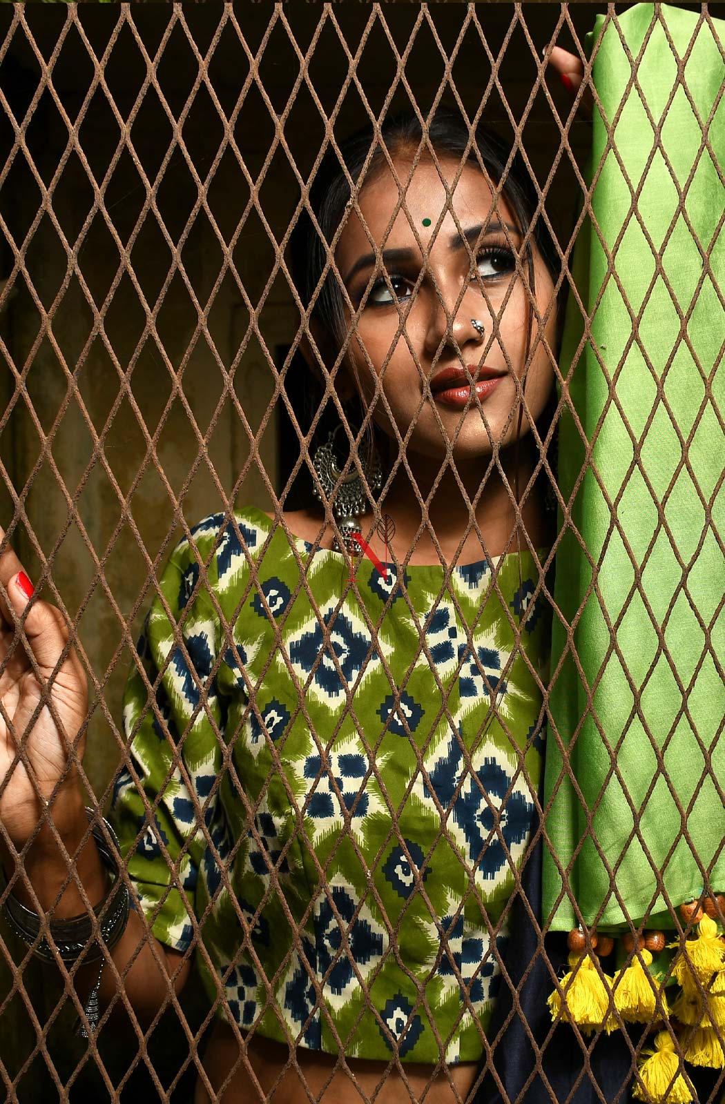 Green Pure Cotton Printed Designer Blouse - Naksheband