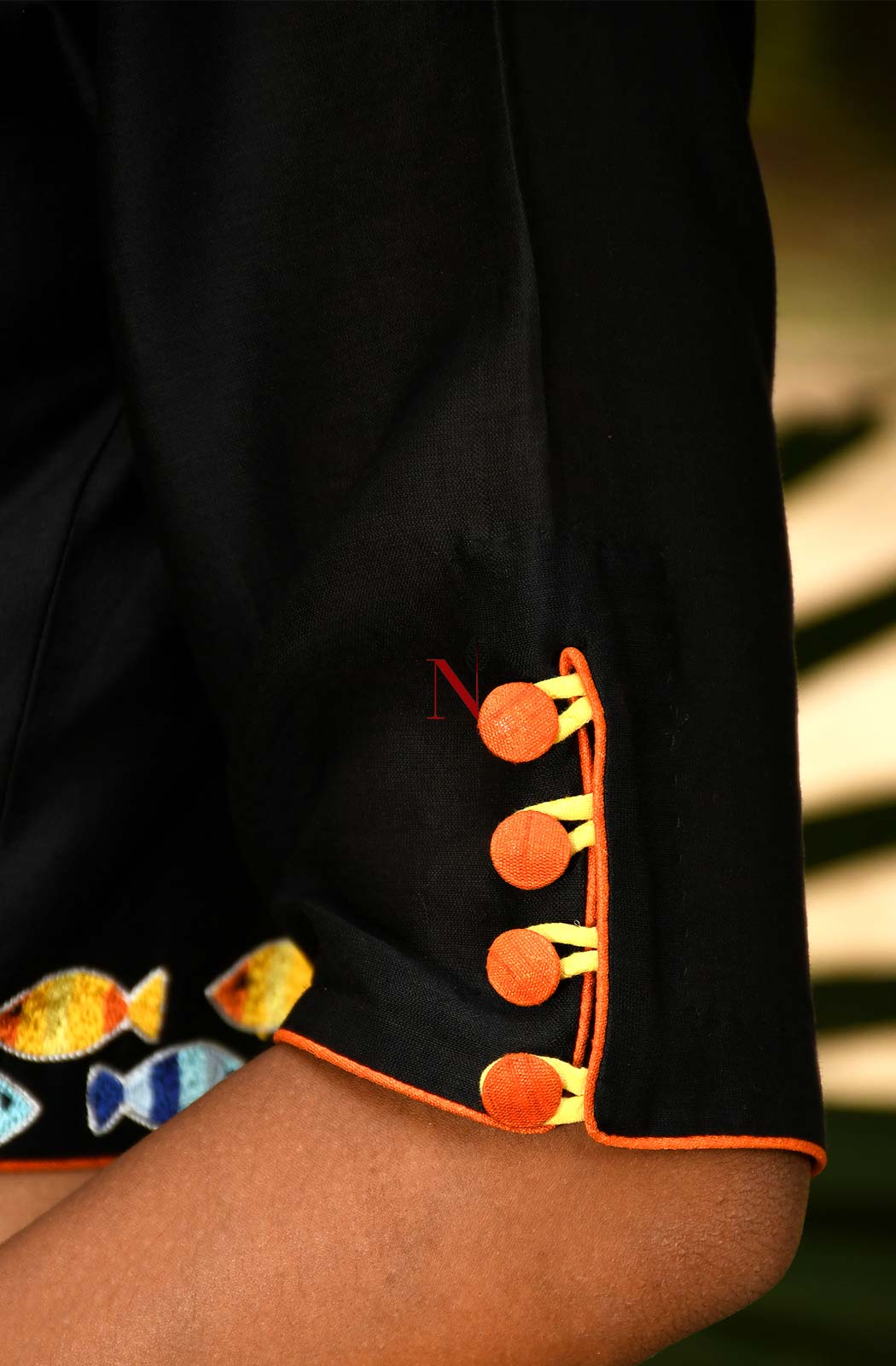 Black Pure Silk Chanderi Hand Embroidered Designer Blouse - Naksheband