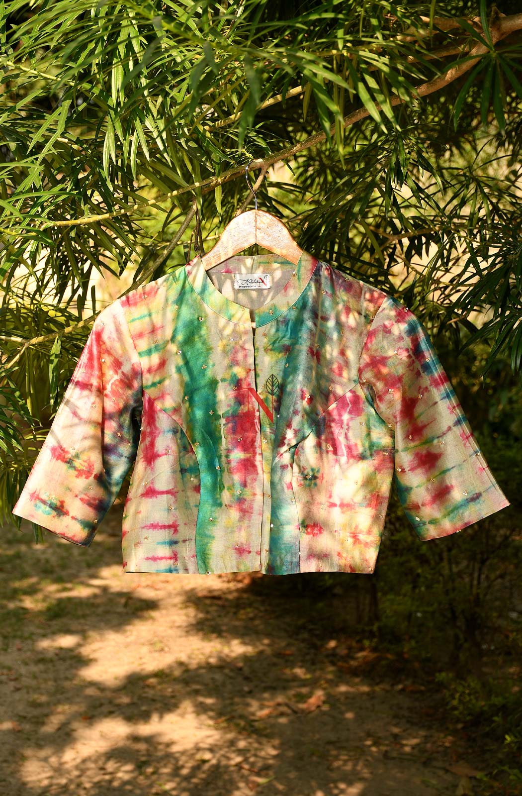 Multicolor Pure Silk Chanderi Hand Embroidered Designer Blouse - Naksheband