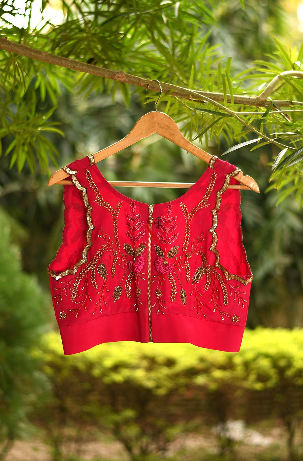 Rani Pure Crepe Hand Embroidered Designer Blouse - Naksheband