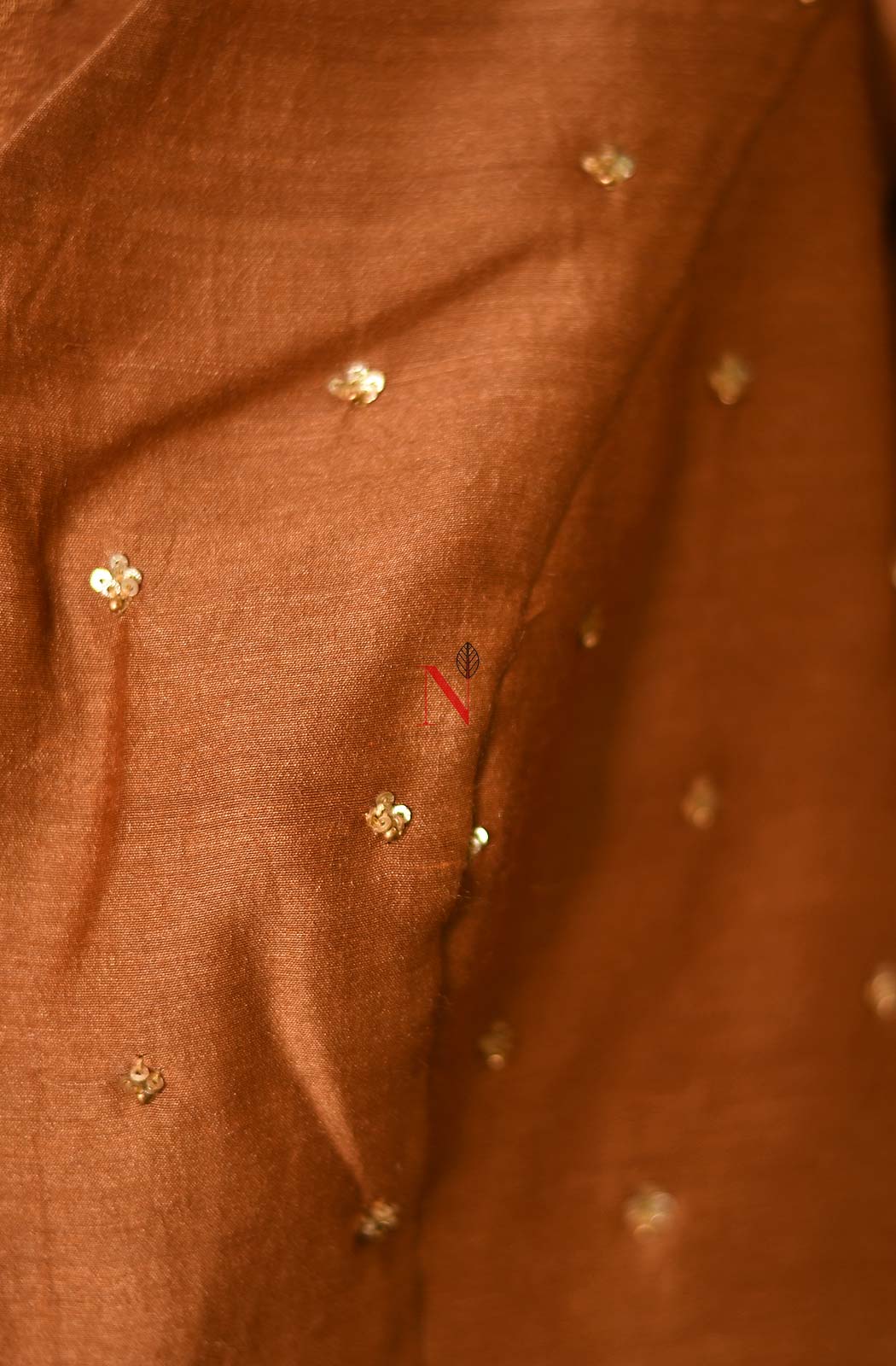 Brown Pure Muga Silk Hand Embroidered Designer Blouse - Naksheband