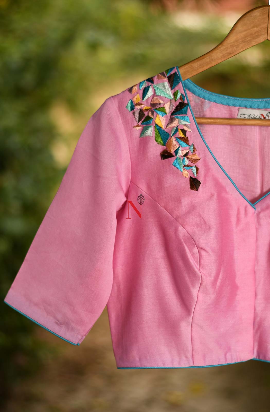 Pink Pure Silk Chanderi Hand Embroidered Designer Blouse - Naksheband