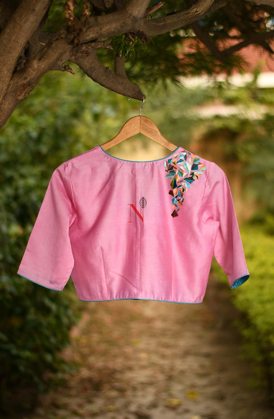 Pink Pure Silk Chanderi Hand Embroidered Designer Blouse - Naksheband