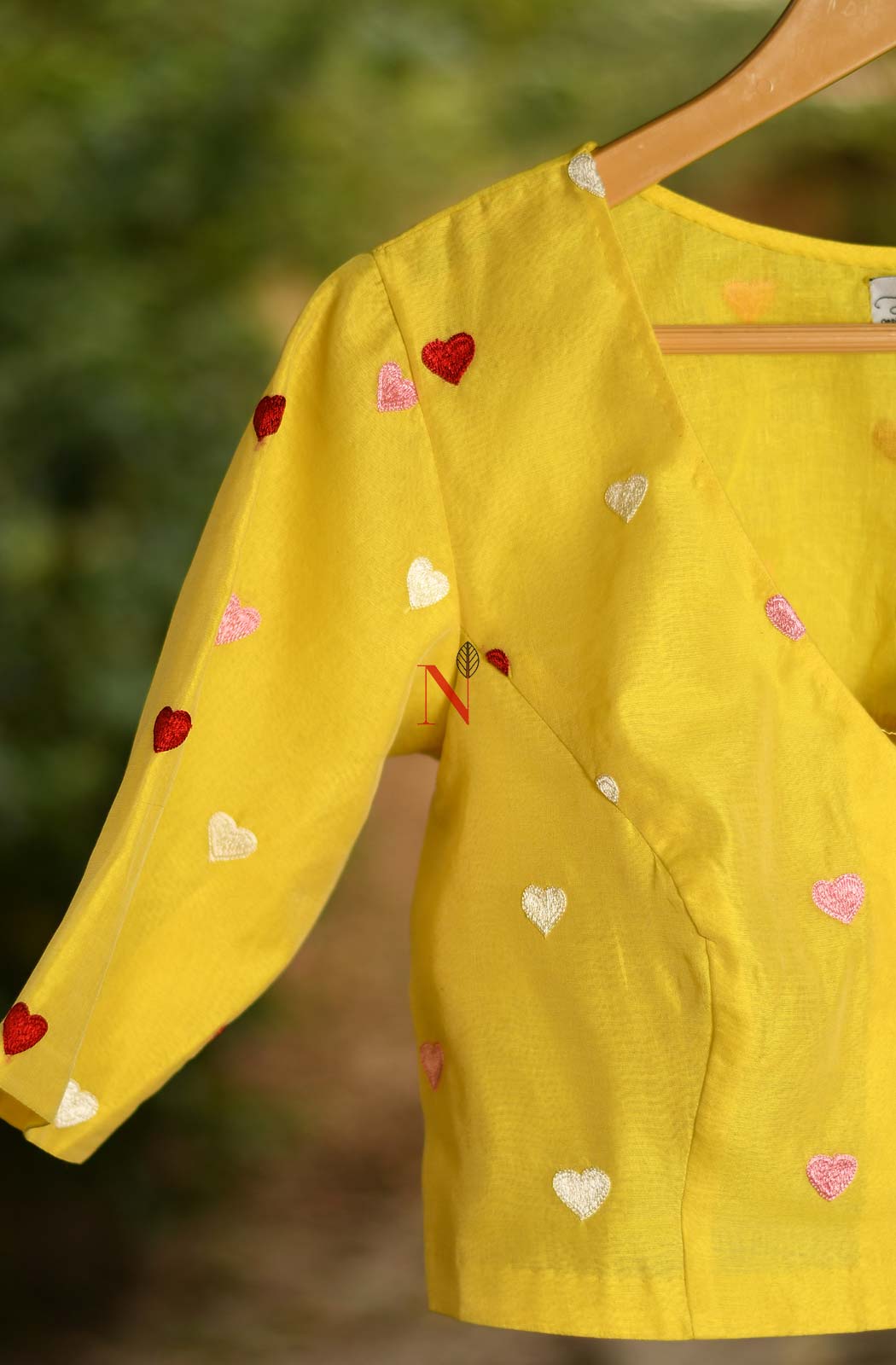 Yellow Pure Silk Chanderi Hand Embroidered Designer Blouse - Naksheband