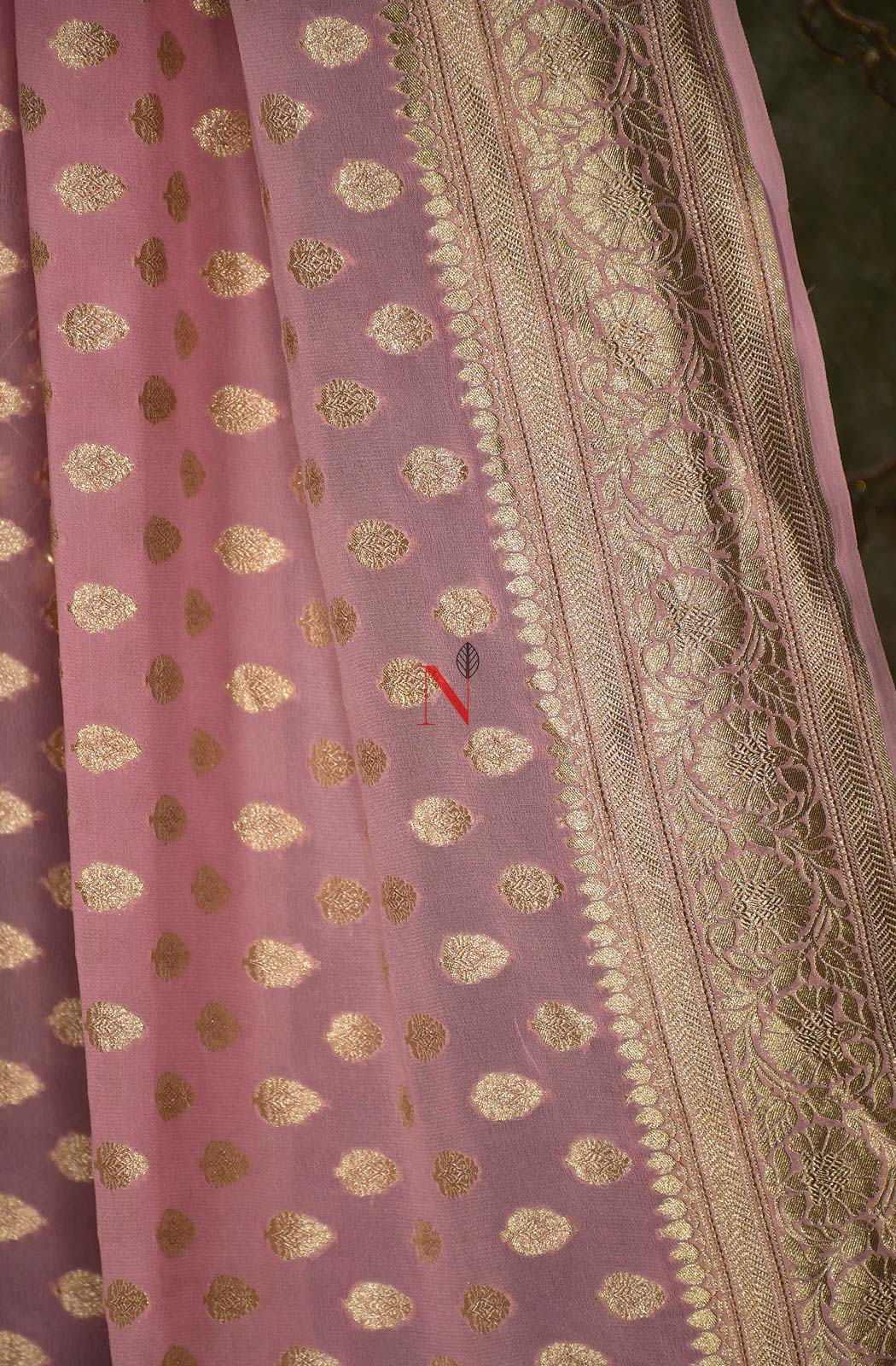 Light Pink Pure Banarasi Georgette Khaddi Dupatta - Naksheband