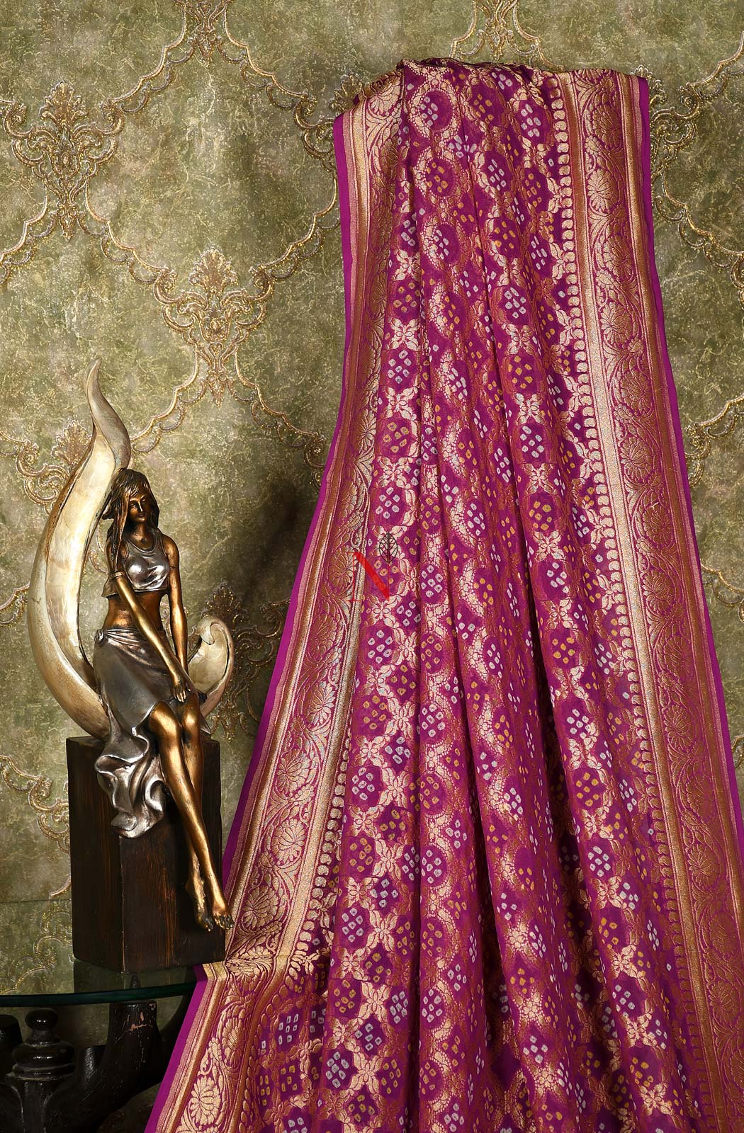 Purple Pure Banarasi Georgette Bandhej Dupatta - Naksheband
