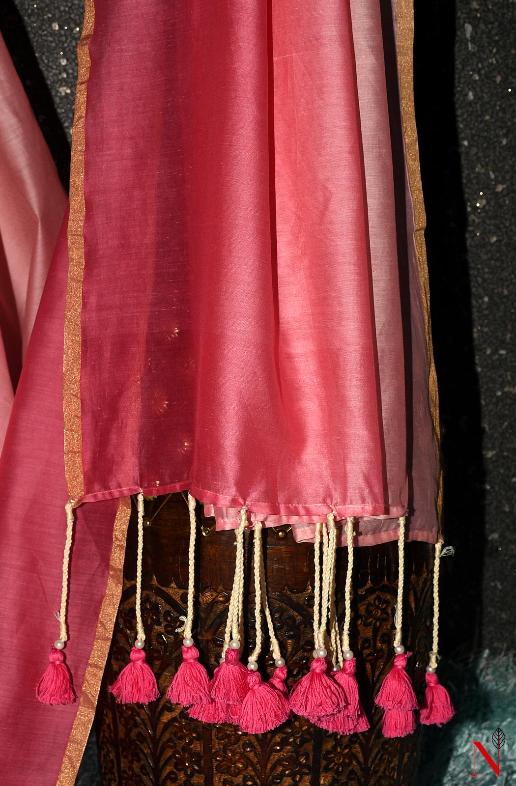 Onion Pink Dual Dye Pure Silk Chanderi Saree - Naksheband