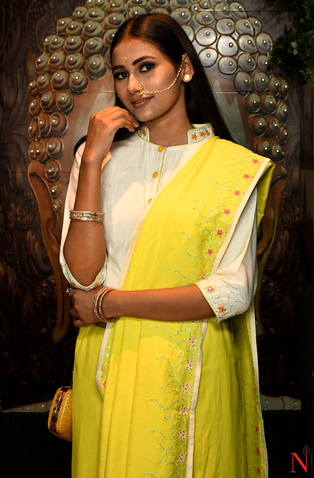 Lemon Pure Muga Silk Saree - Naksheband