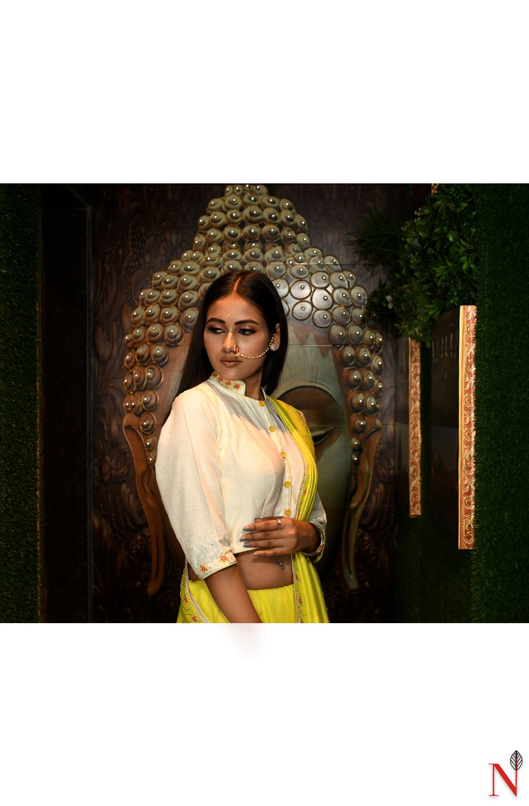 Lemon Pure Muga Silk Saree - Naksheband