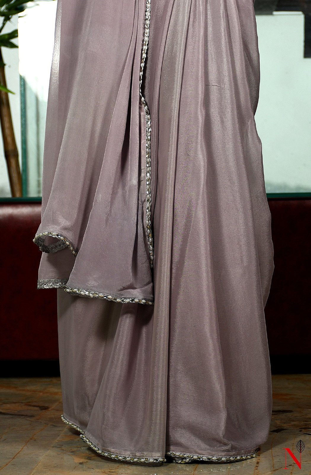 Manatee Grey Pure Chiffon Saree - Naksheband
