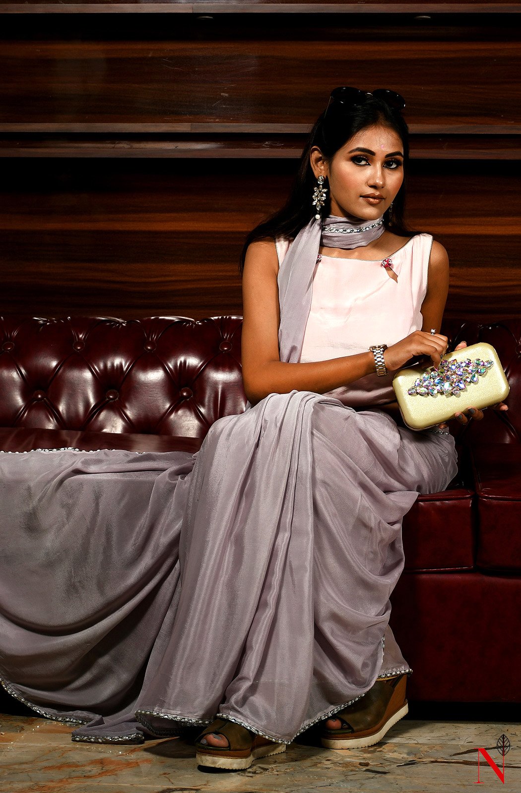 Manatee Grey Pure Chiffon Saree - Naksheband