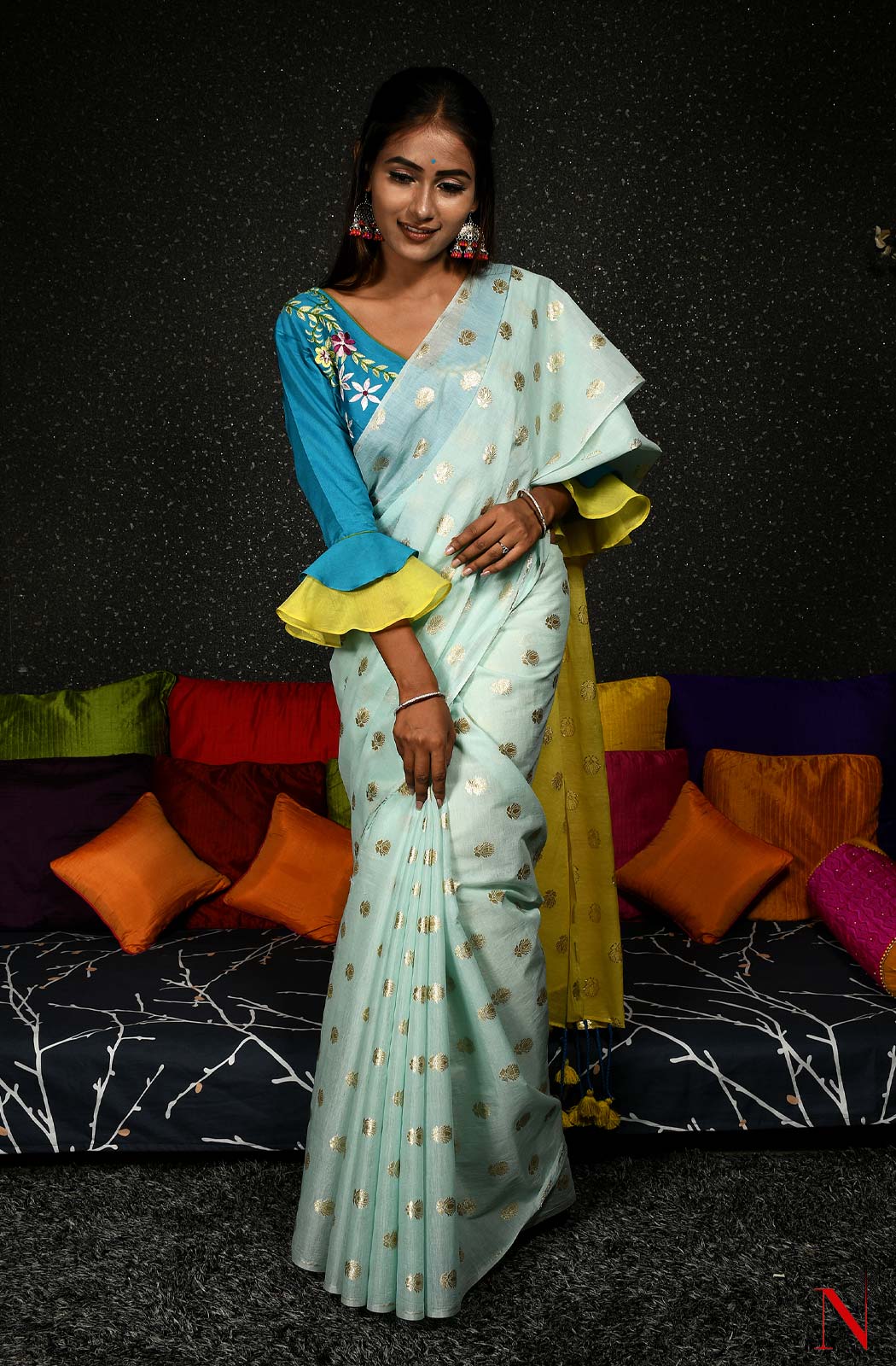 Mint Pure Silk Chanderi Saree - Naksheband