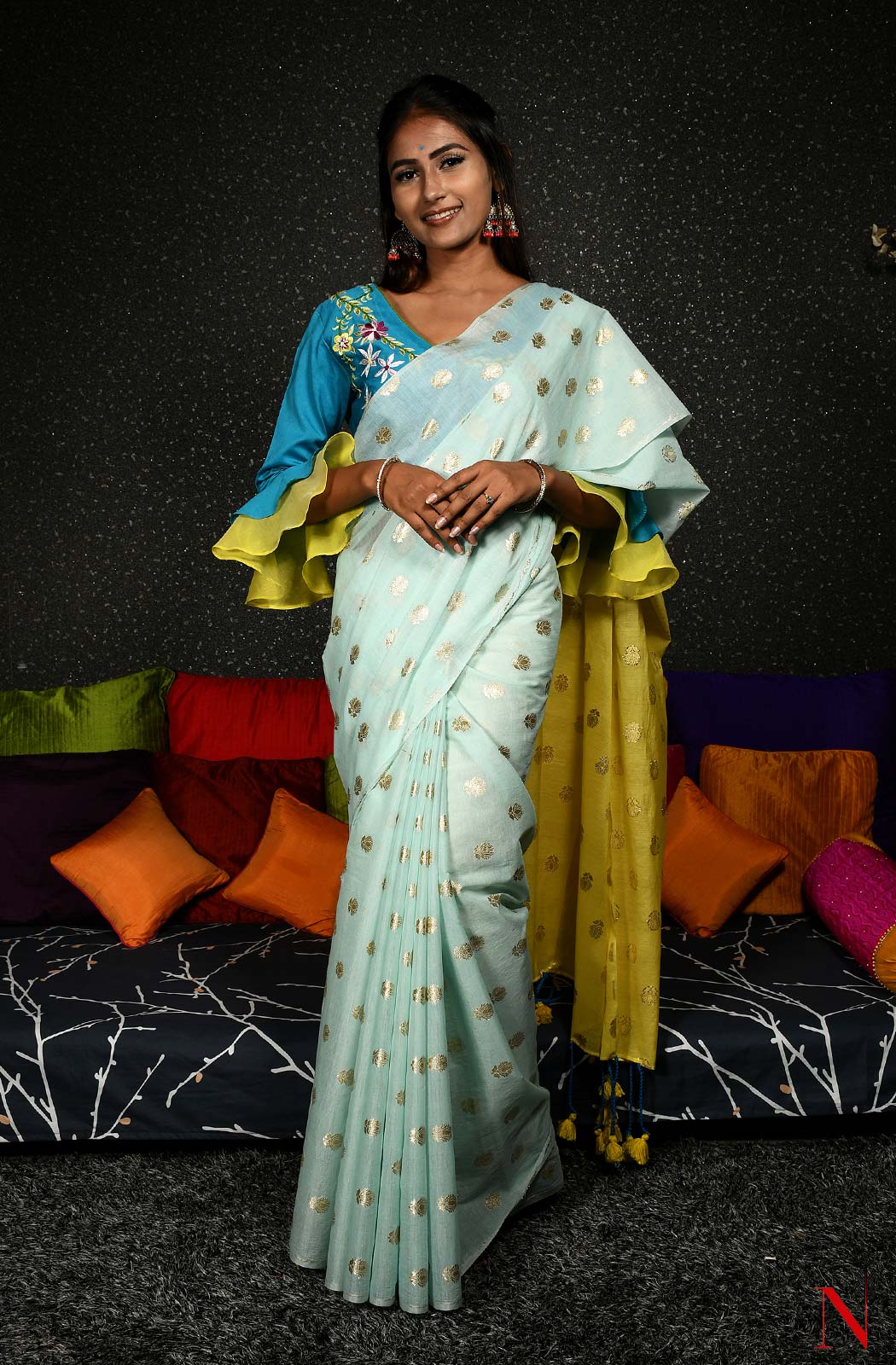 Mint Pure Silk Chanderi Saree - Naksheband