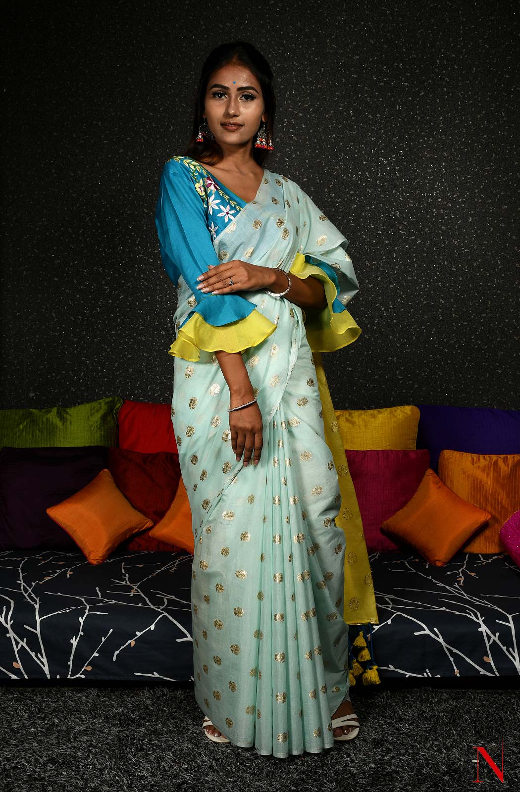 Mint Pure Silk Chanderi Saree - Naksheband